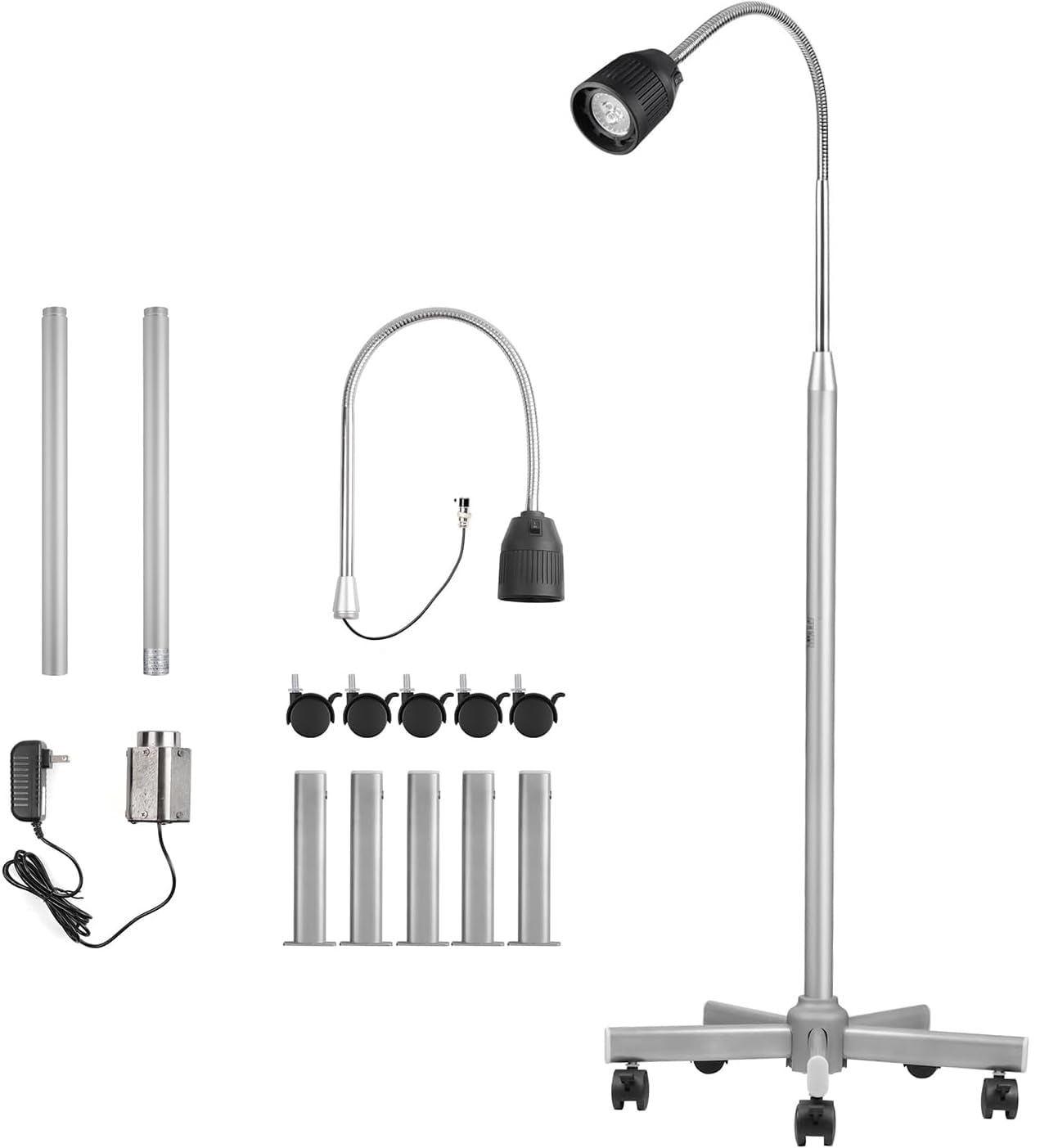 BONEW 35W LED Shadowless Floor Standing Exam Light - Adjustable Medical Examination Lamp for Dental, Surgery, and Clinical Use - Perfect for Hospitals, Clinics, and Home Healthcare