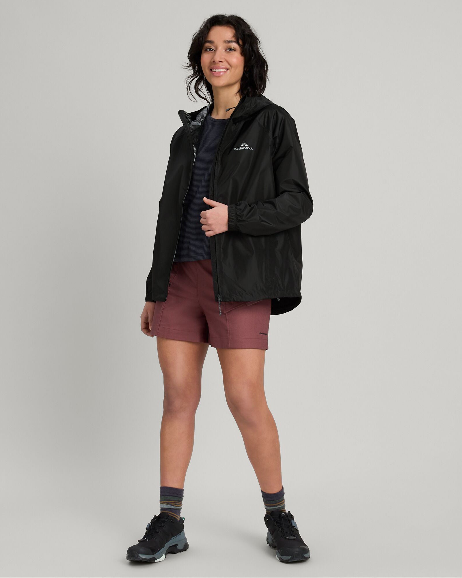 Waterproof Women's 2-Layer Rain Jacket with Pockets - Black | Lightweight & Windproof Outdoor Jacket for Hiking, Camping & Travel