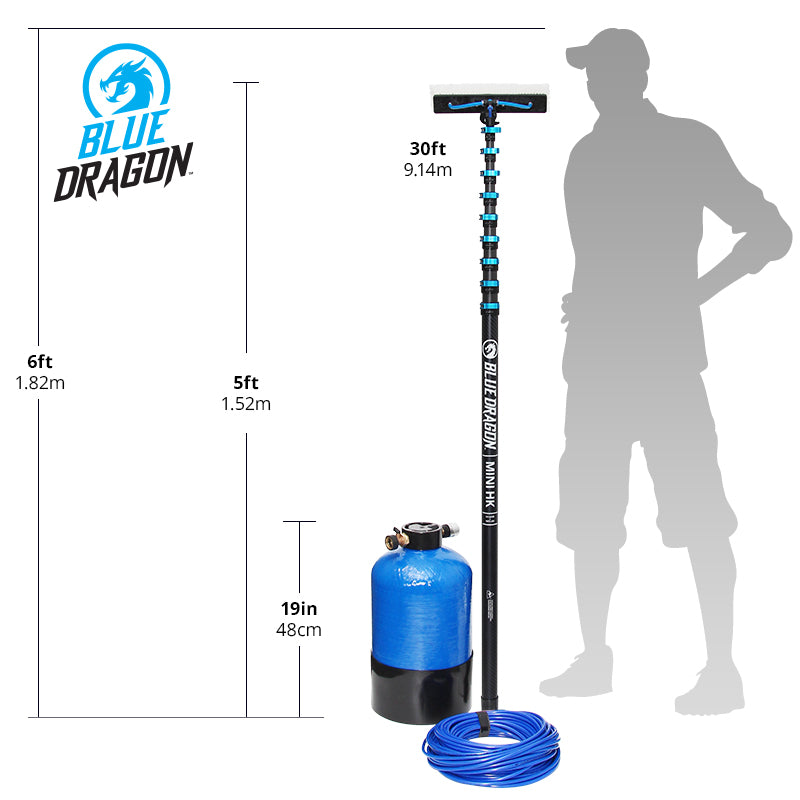 Blue Dragon Water Fed and DI Tank Starter Kit for Window Cleaning, Car Detailing & Solar Panel Maintenance – High Purity Deionized Water System
