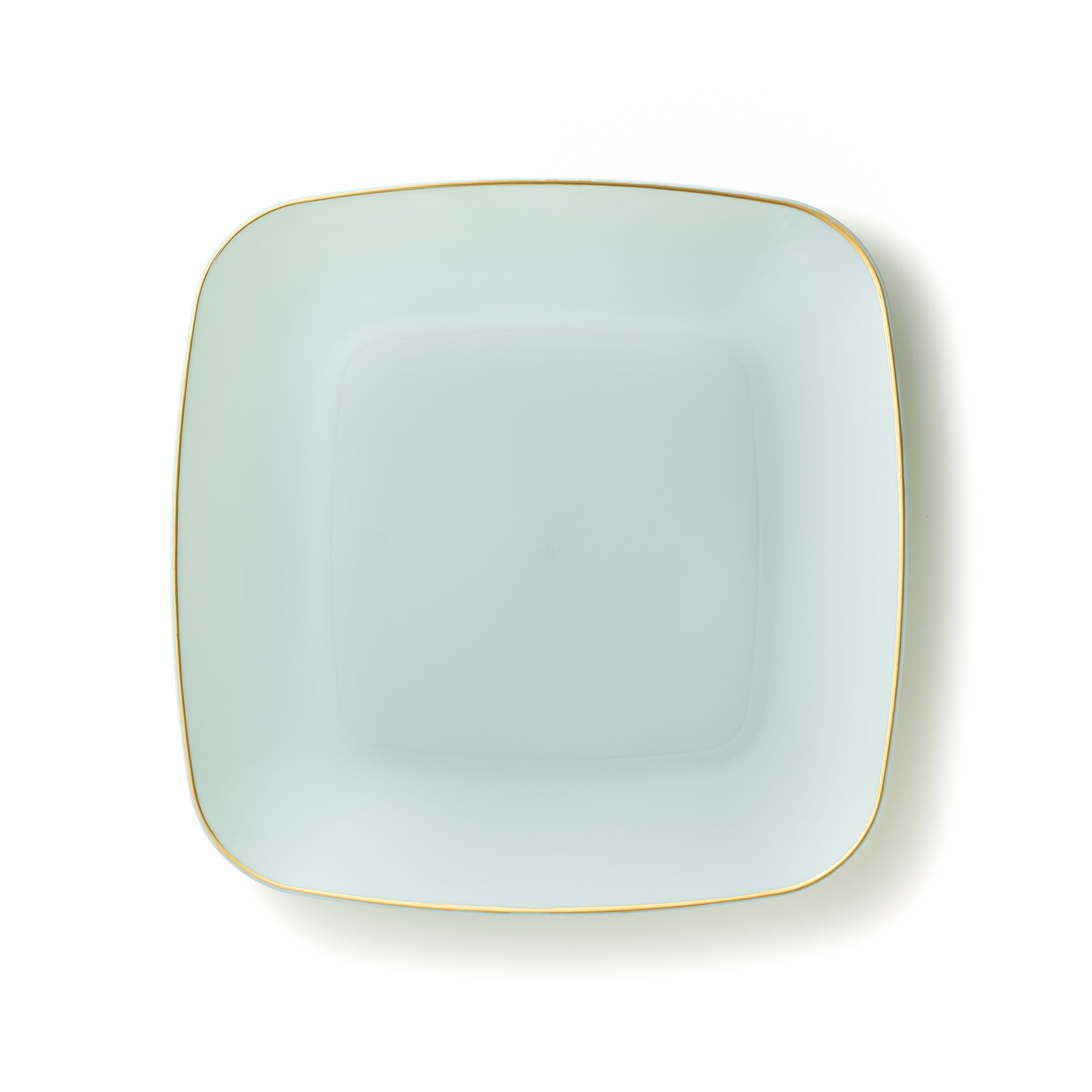10-Pack Turquoise & Gold Rim Square Plastic Plates - Elegant Disposable Dinnerware for Parties, Picnics & Outdoor Events