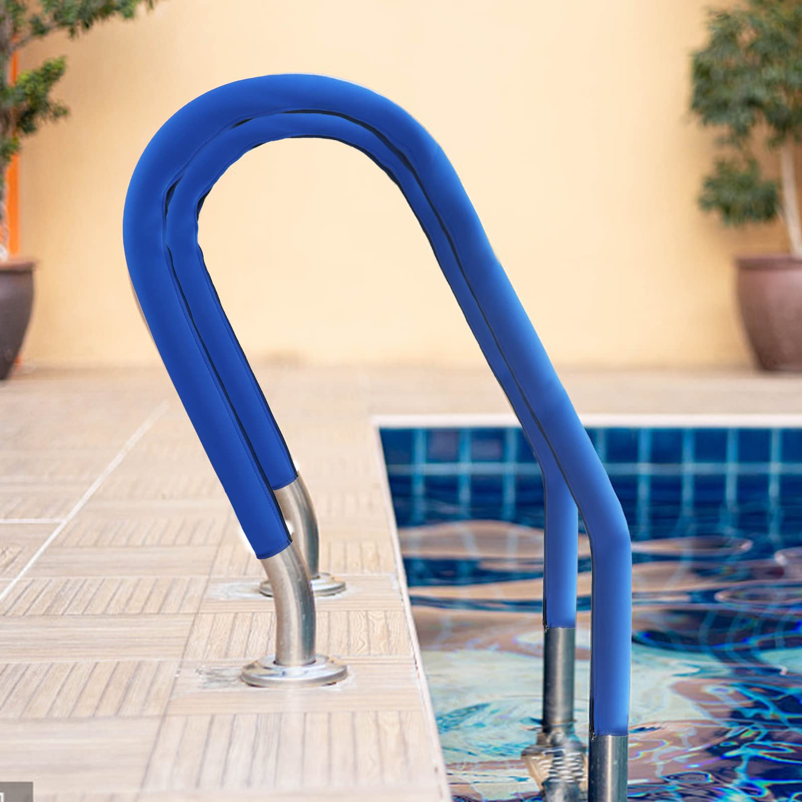 Pool Handrail Cover - Slip Resistant Zippered Hand Grip Rail Cover, Safety Rail Grip Sleeve for Inground Swimming Pools (10ft, Royal Blue) - Perfect for Pool Safety & Deck Protection