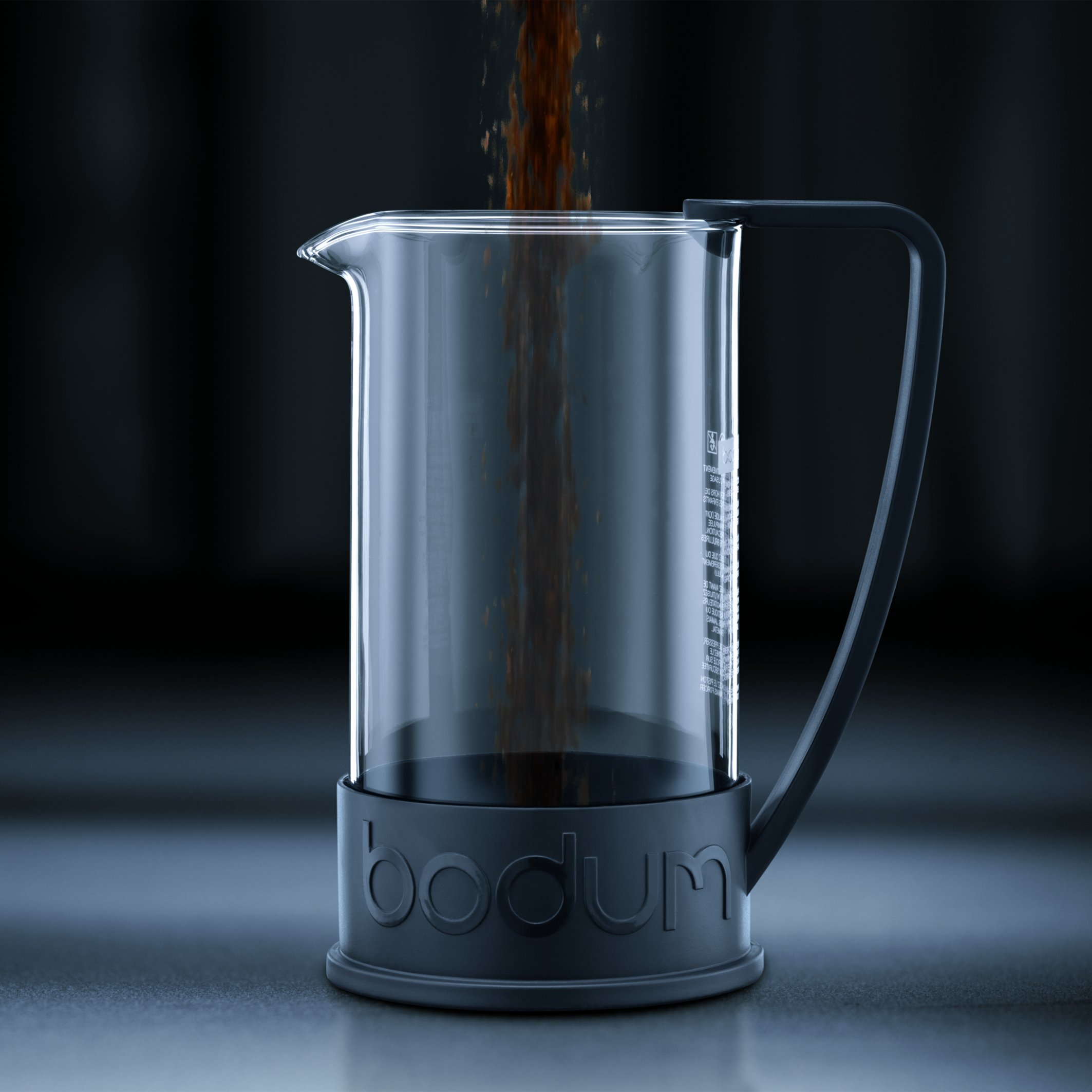 Bodum 51oz Brazil French Press Coffee Maker - Heat-Resistant Borosilicate Glass, Durable Black Coffee Press - Perfect for Home, Office & Camping Brewing