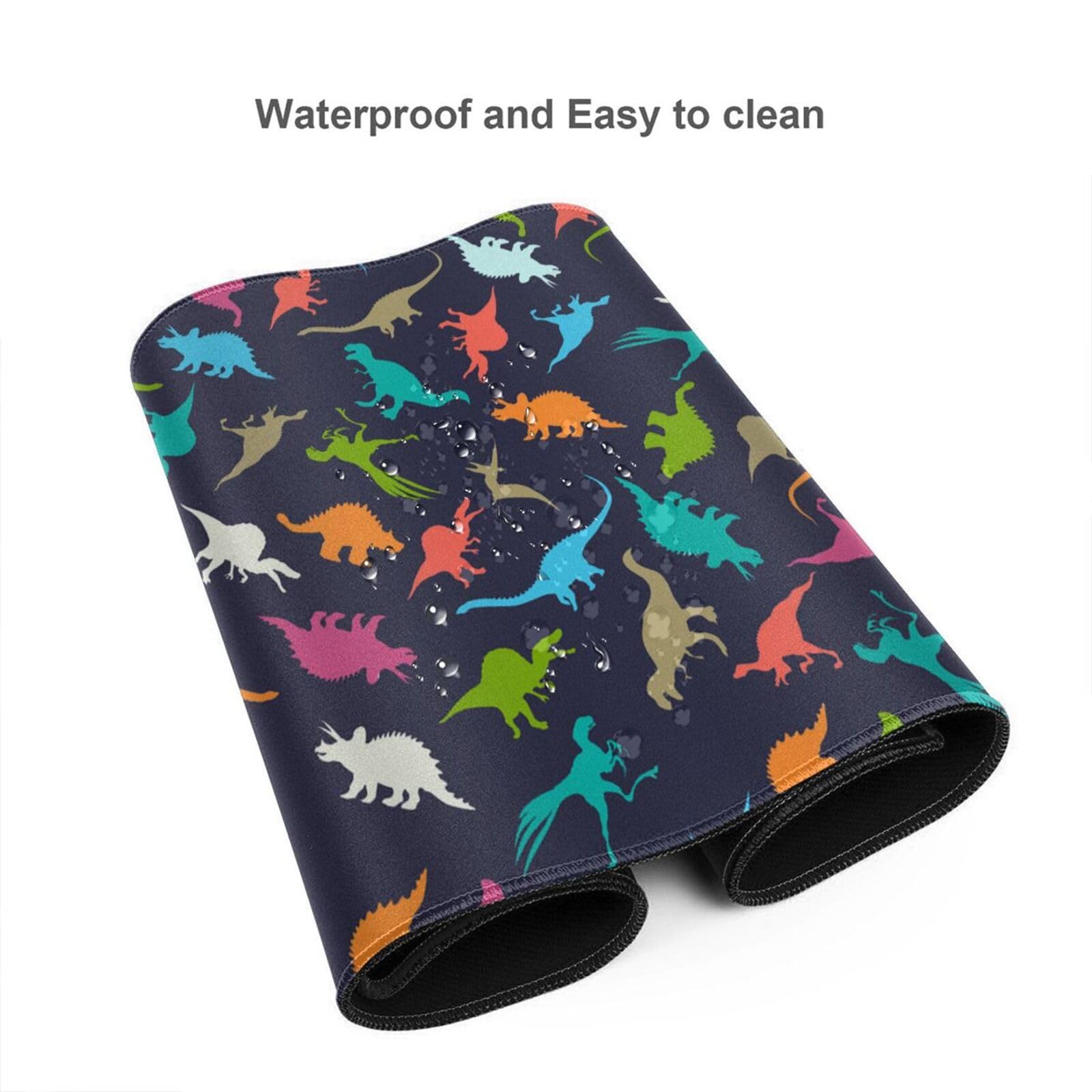 Cute Dinosaur Mouse Pad - Non-Slip Rubber Gaming Mouse Mat with Extended Rectangle Design for PC, Laptop, Office & Home Desk Use