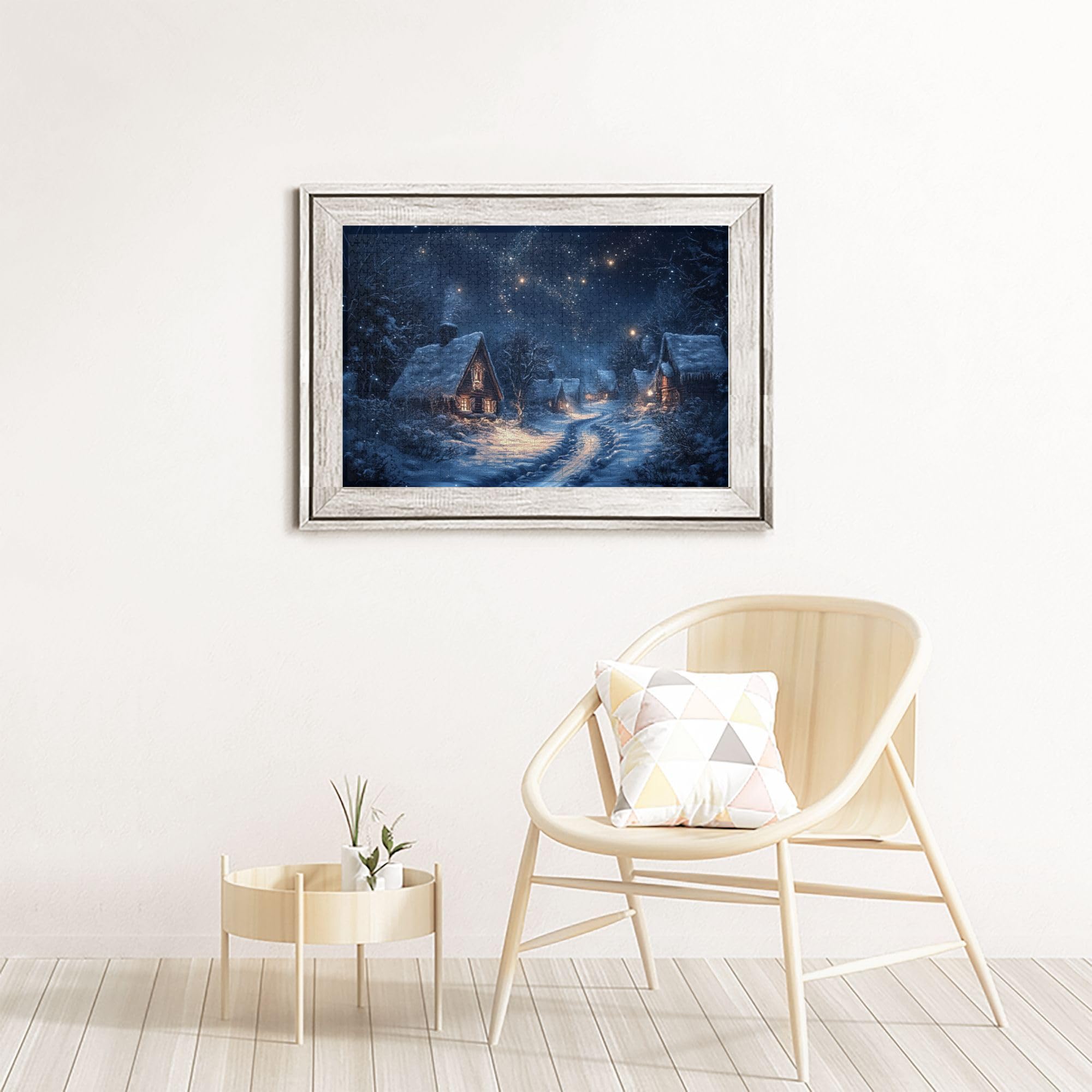 1000-Piece Quiet Village Winter Night Jigsaw Puzzle for Adults - Wooden Christmas Holiday Puzzle with Festive Illustrations, Perfect for Mind Relaxation & Family Game Night