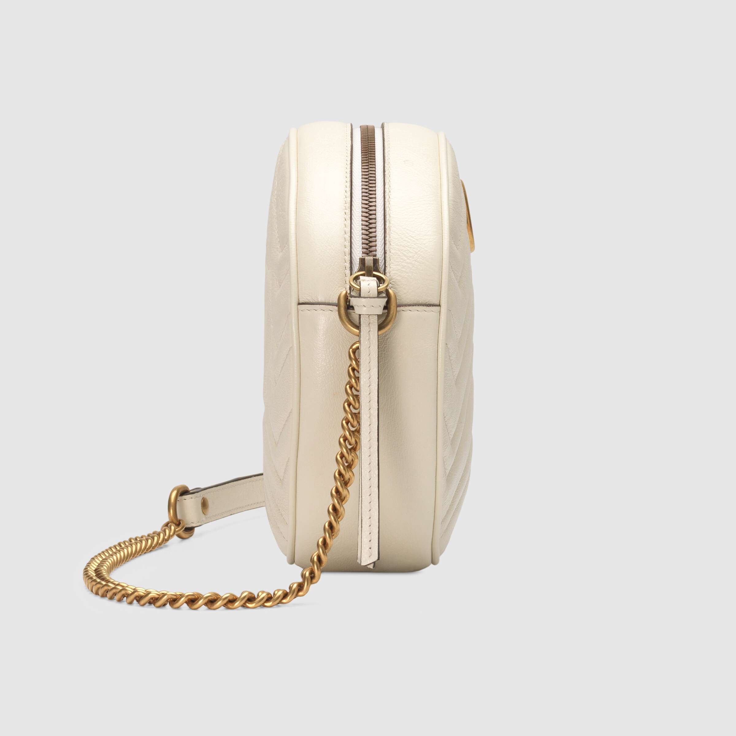Gucci GG Marmont Mini Round Shoulder Bag in White | Luxury Leather Crossbody Purse for Women | Perfect for Date Night & Evening Events