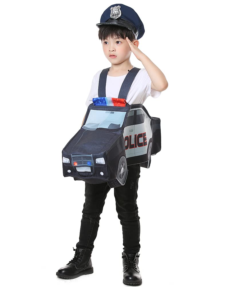 Police Car Costume for Toddlers 3-5 Years - Kids Role Play Dress Up for Halloween, Christmas & Birthday Parties