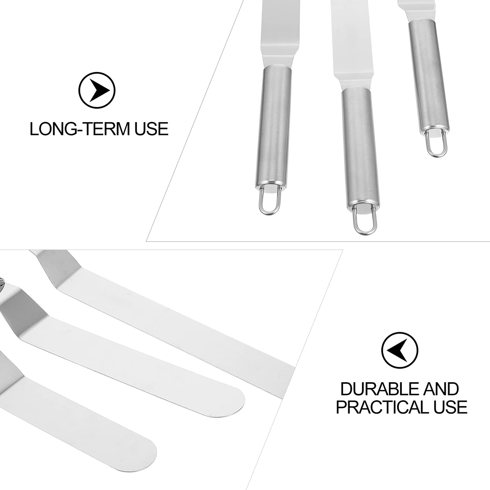 3-Piece Stainless Steel Spatula Set - Cake Icing Spatula, Cream Scraper & Kitchen Utensil for Baking, Cake Decorating & Pastry Making - Durable, Portable & Easy to Clean for Home & Professional Use