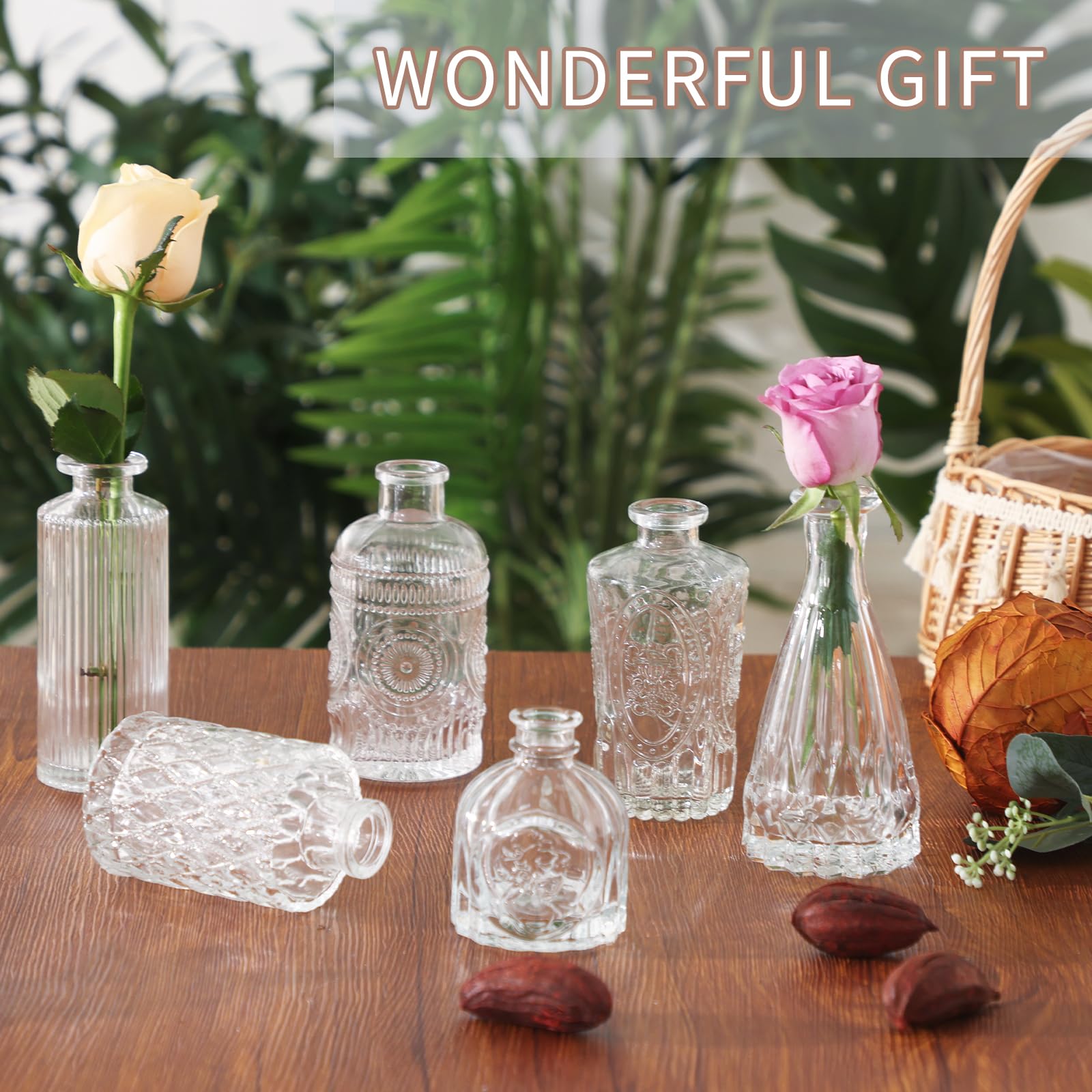 CUCUMI 24-Piece Clear Glass Bud Vase Set - Small Flower Vases for Wedding Centerpieces, Rustic Decor, Home Table Decorations - Perfect for Wedding Receptions, Bridal Showers, and Farmhouse Style Home Decor