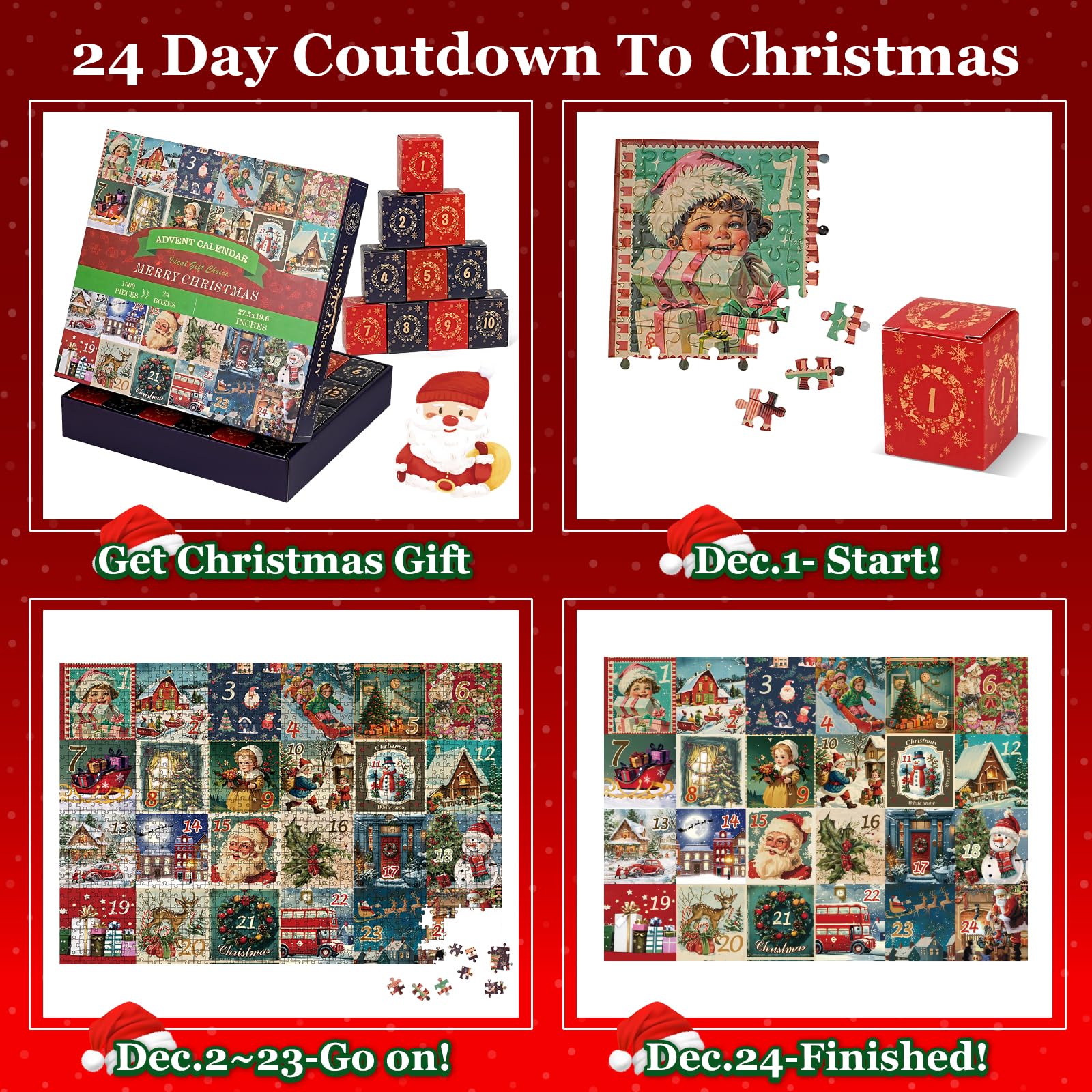 2024 Advent Calendar Puzzle for Adults - Christmas Countdown Puzzle (27.5 x 23.6 Inches) - Perfect for Holiday Family Activities & Christmas Decorations