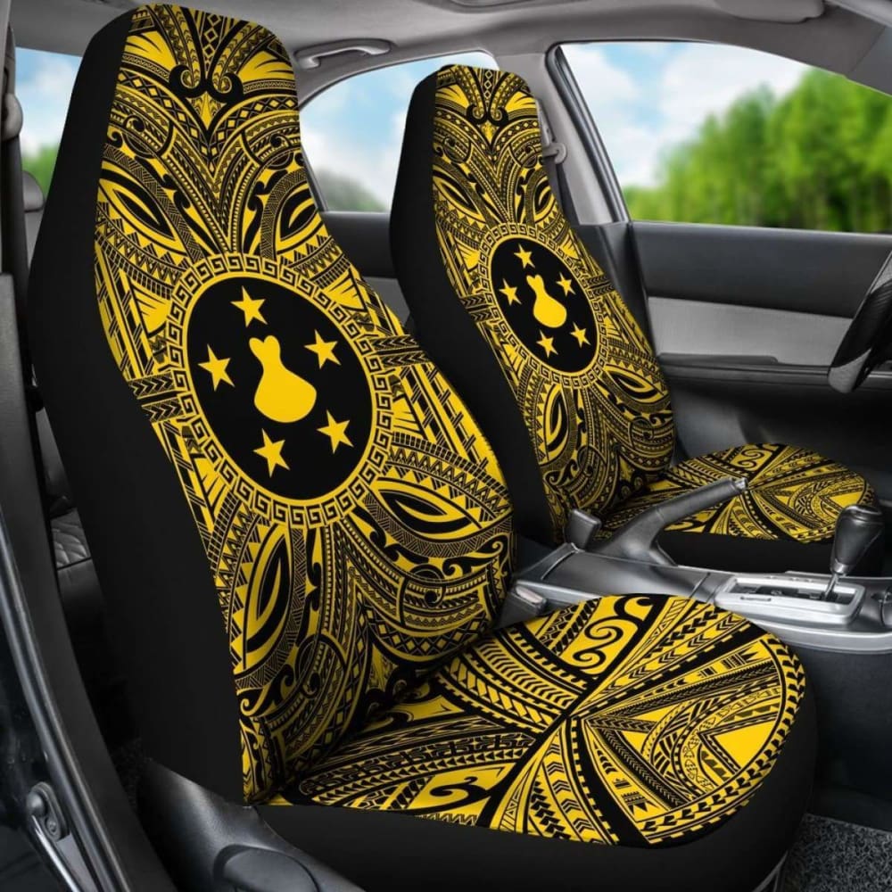 Premium Austral Islands Car Seat Cover - Polynesian Gold & Black Design with Coat of Arms | Waterproof & Non-Slip Protection for Cars, Trucks, SUVs | Perfect for Travel, Commuting & Family Road Trips