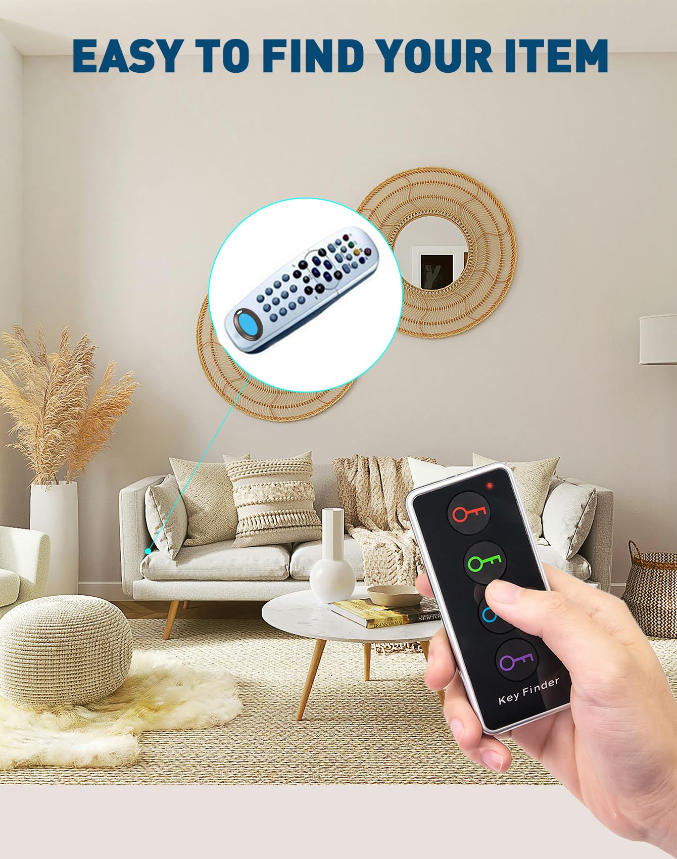 85dB+ Wireless Key Finder & Item Locator - 131ft Range with Sound Alarm | Track Wallet, Keys, Phone, Glasses & Pets | Includes Batteries | Perfect for Home, Office & Travel Organization