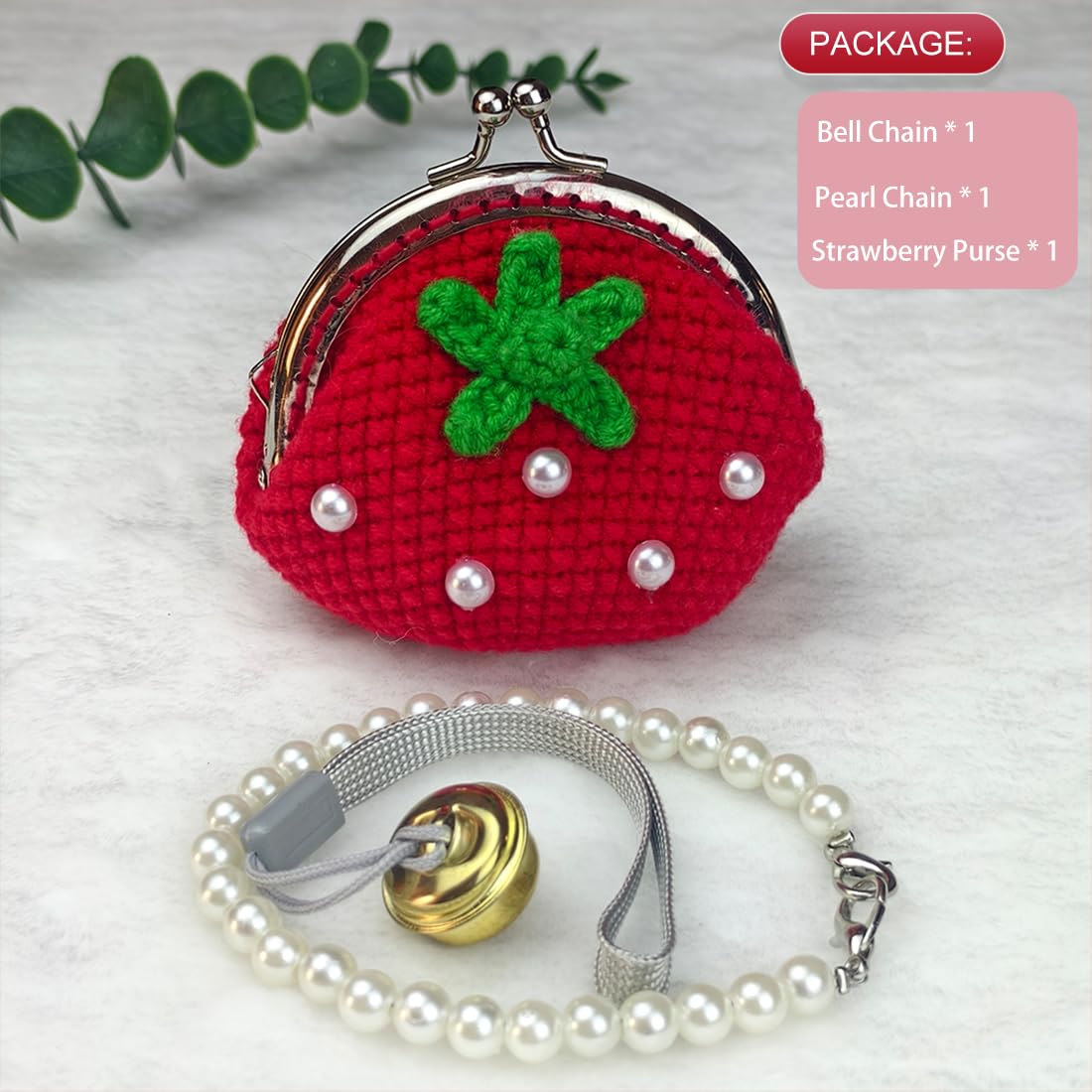 Crochet Strawberry Coin Purse for Women - Small Kiss Lock Change Pouch, Mini Knitting Wallet for Cash & Cards | Perfect for Travel, Shopping & Daily Essentials Organization