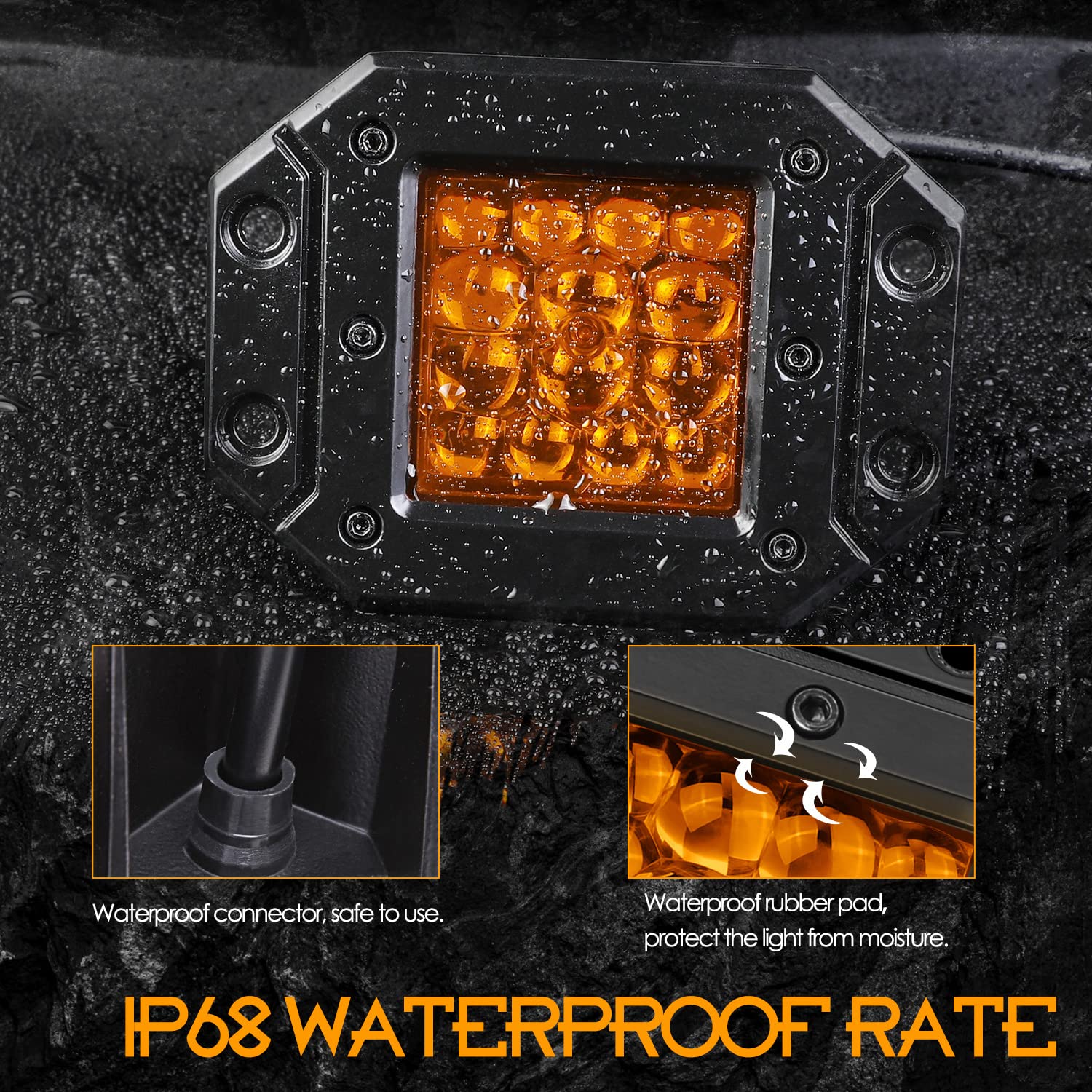 Nirider 2PCS 84W 5-Inch Flush Mount LED Pods - Amber Spot Beam Driving Lights & Fog Lights for Trucks, SUVs, ATVs, UTVs, Boats - Off-Road Work Light Bar for Enhanced Visibility in Fog, Rain & Night Driving