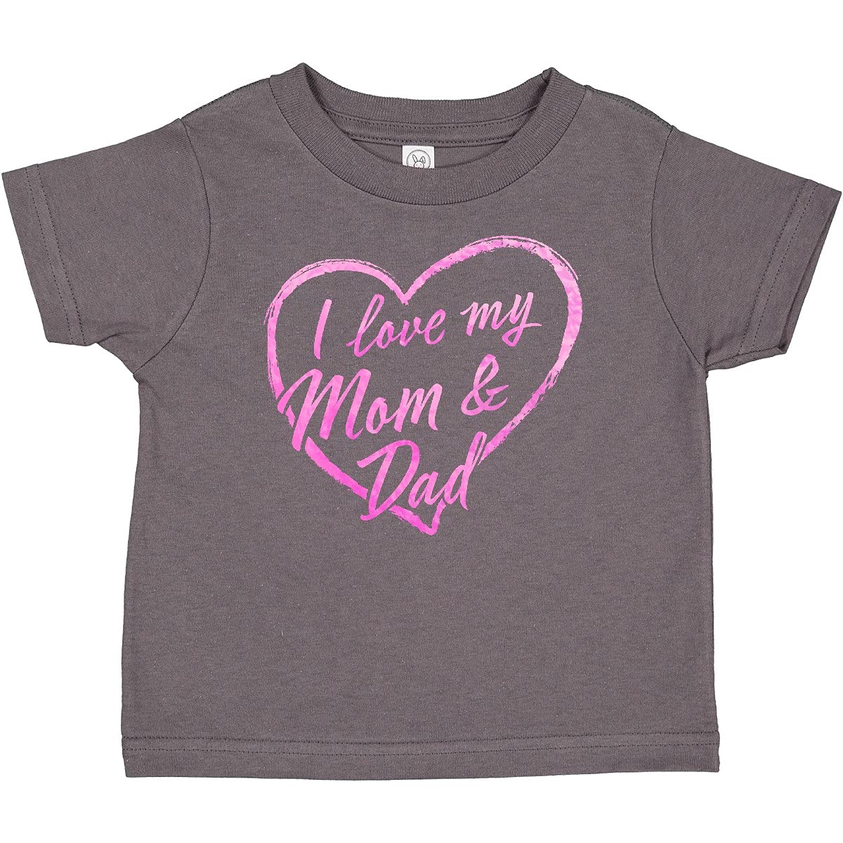 Inktastic I Love My Mom and Dad Pink Chalk Heart Baby T-Shirt - Cute Toddler Outfit for Family Photos & Special Occasions