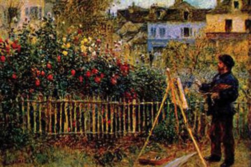 Monet Painting in His Garden in Argenteuil Peel & Stick Wall Decals - 12x8 Inch Removable Wall Art for Home, Nursery & Office Decor