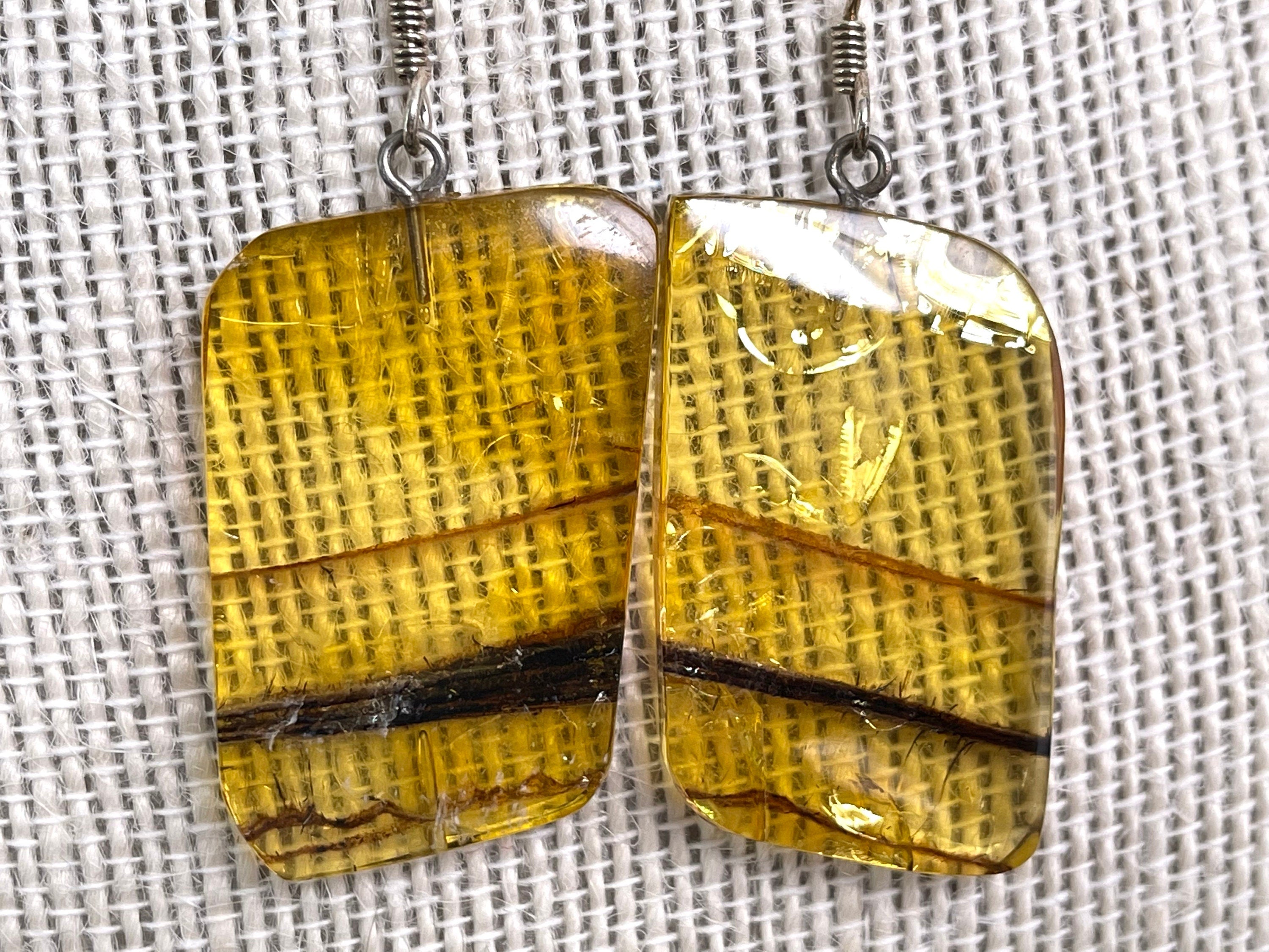 AMBER Crystal Earrings - Handmade Healing Jewelry with Natural Stones | Elegant Dangle Statement Earrings for Women | Perfect for Spiritual Healing, Meditation & Special Occasions