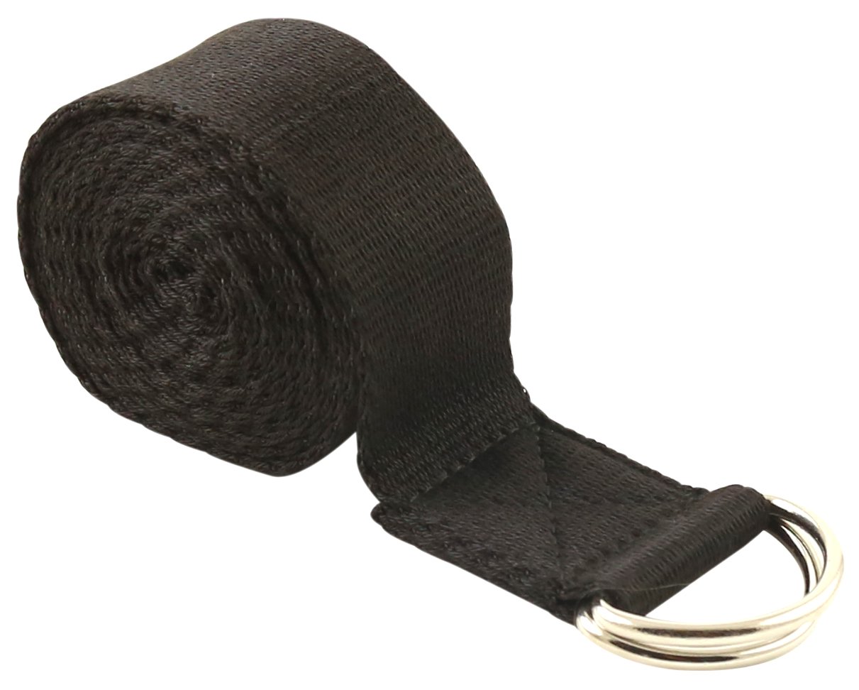 FIT SPIRIT 6ft Yoga Stretching Strap for Pilates, Flexibility Training & Physical Therapy - Premium Black Exercise Band for Home Gym & Studio Workouts