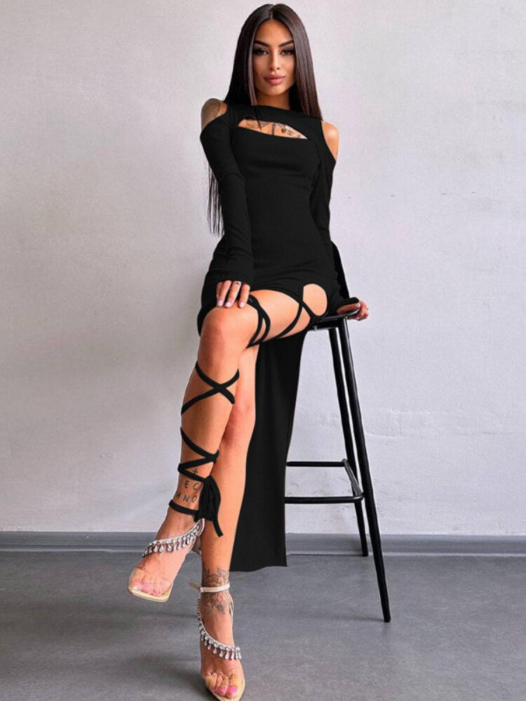 Sexy Bandage Split Dresses for Women - Bodycon Clubwear & Evening Party Dresses - Perfect for Night Out, Date Night, and Special Occasions