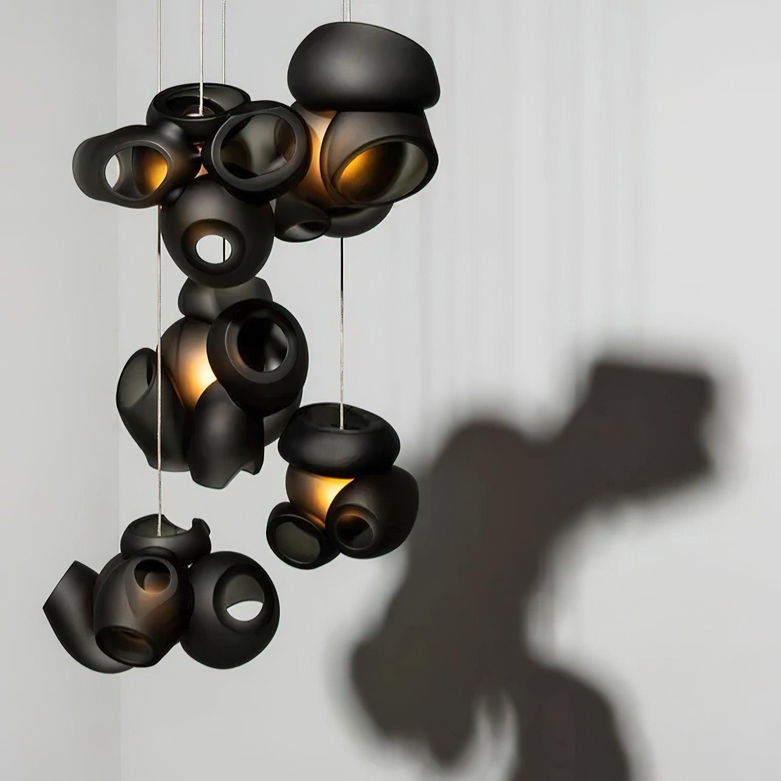 Modern Bubbles Cluster Pendant Light - 6-Light Glass Chandelier for Dining Room, Kitchen Island, Living Room, Bedroom - Elegant Ceiling Lighting Fixture