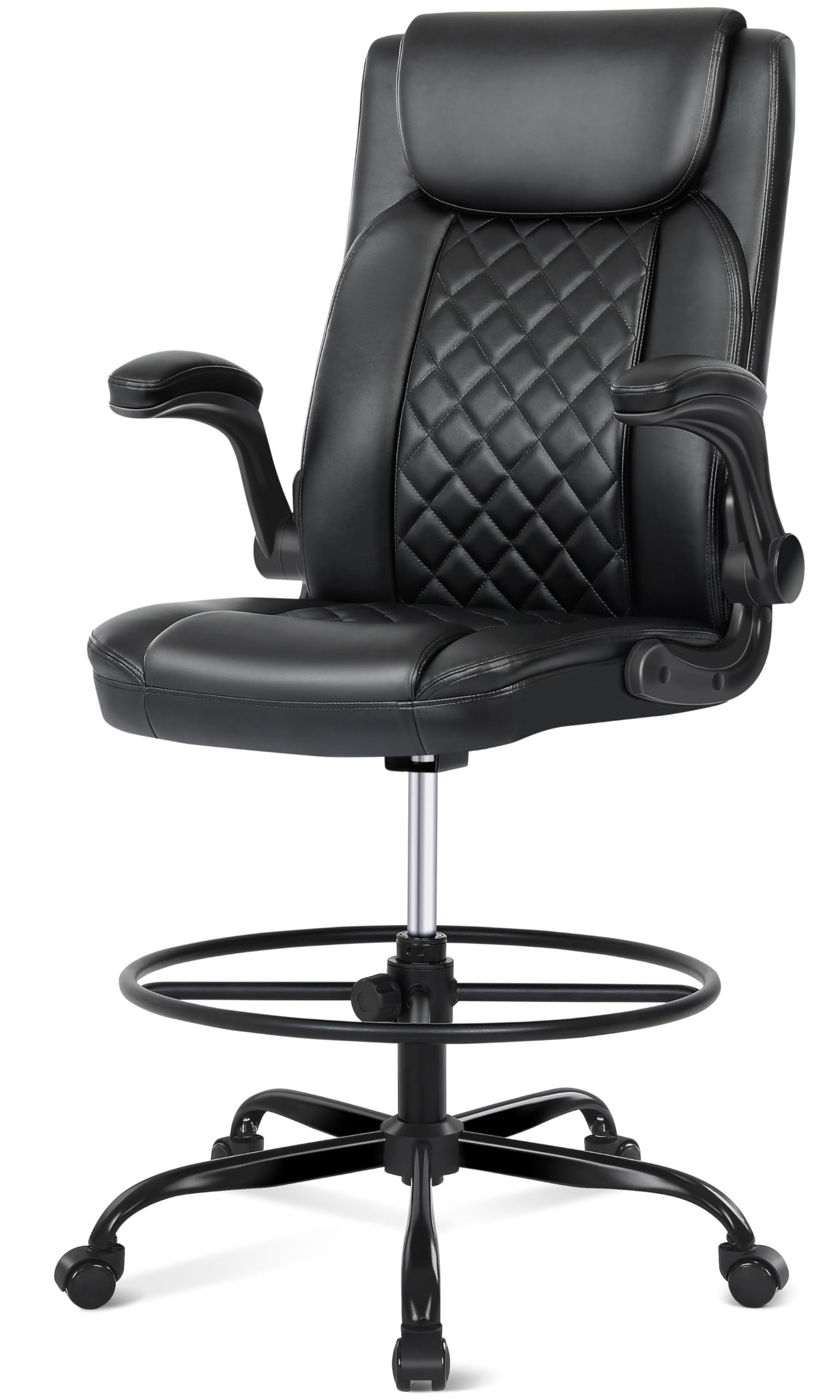Ergonomic Adjustable Height Tall Office Chair - Leather Drafting Chair for Standing Desk, Home & Office Use - Perfect for Architects, Designers & Long Work Hours