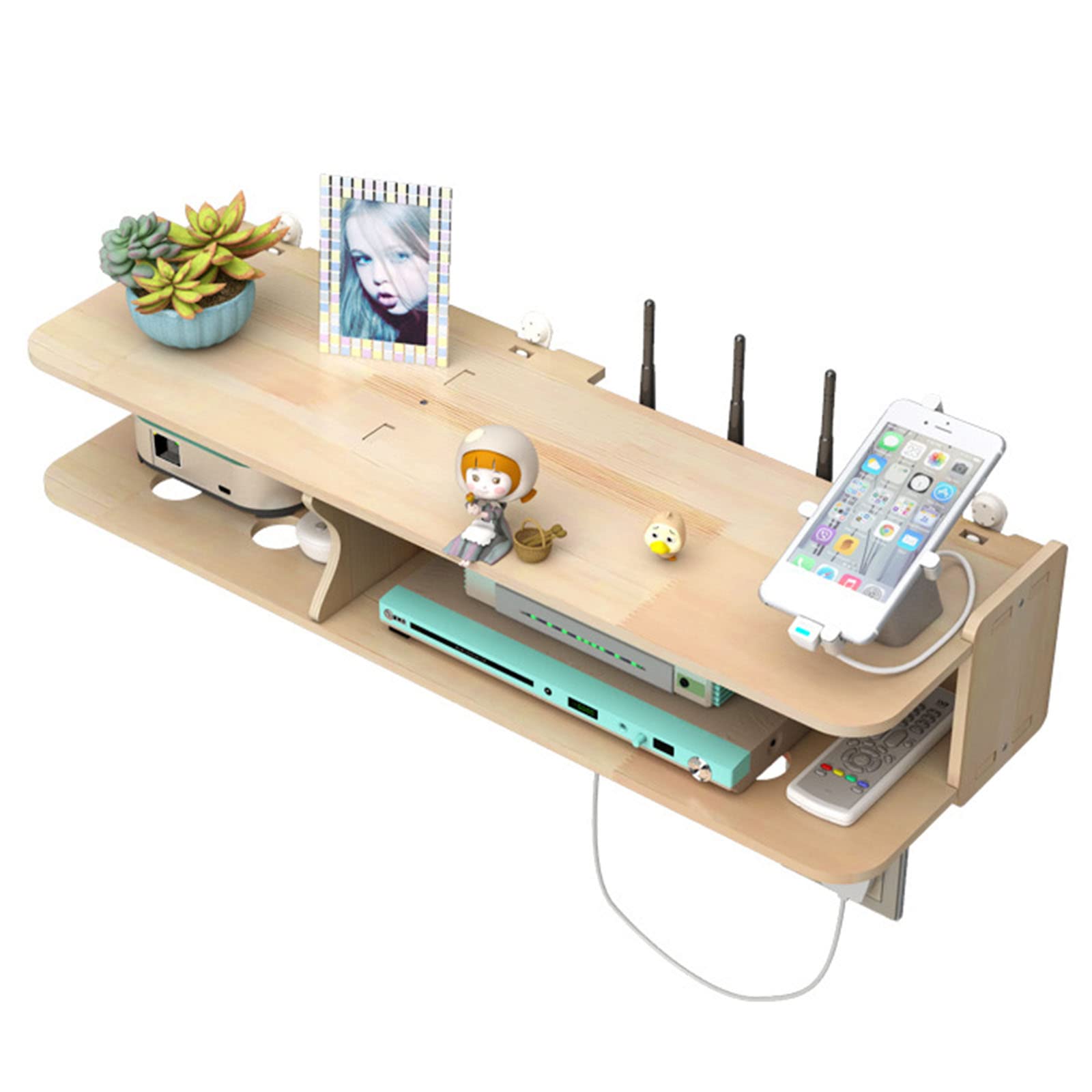 Wall Mounted Cable Management Box - Wooden Large Cable Organizer to Hide Power Strips & Electrical Plugs - Perfect for Home Office, Living Room & Entertainment Center Wire Organization