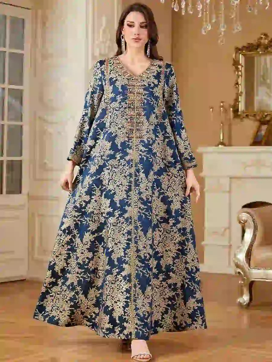 Elegant Eid Dresses for Women - Embroidered Beaded Caftan Kaftan Dress #254336 | Perfect for Eid Celebrations, Weddings & Special Occasions