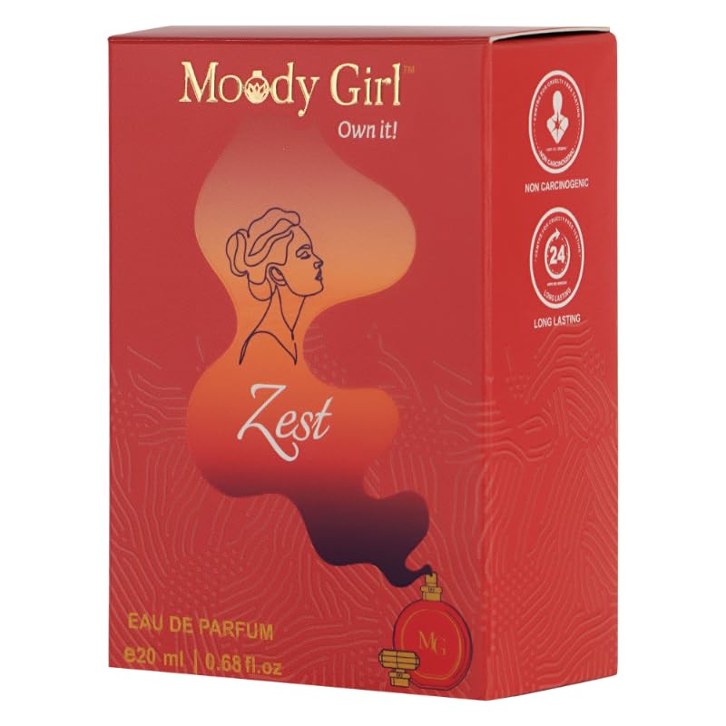 Moody Girl Zest Luxury Perfume for Women - Fresh Fruity Gardenia Scent | 24 Hour Long Lasting Musk Fragrance | Perfect Gift for Her | Great for Date Night, Office & Special Occasions (20ML)