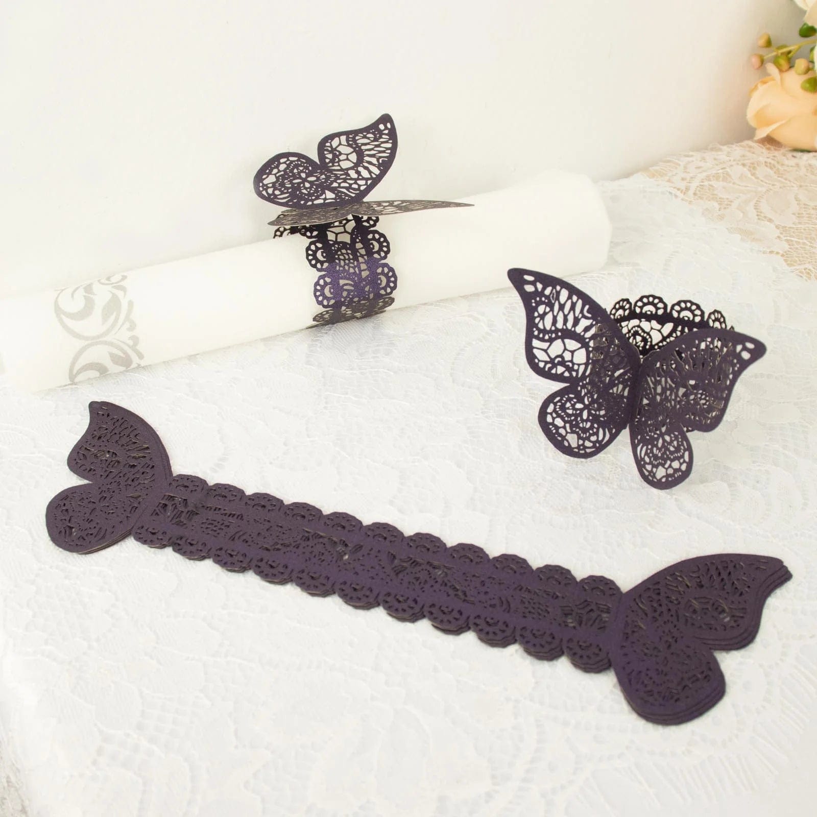 12 Pack Laser Cut 3D Butterfly Napkin Rings for Wedding, Party & Table Decor - Elegant DIY Paper Craft for Dinnerware & Home Decoration
