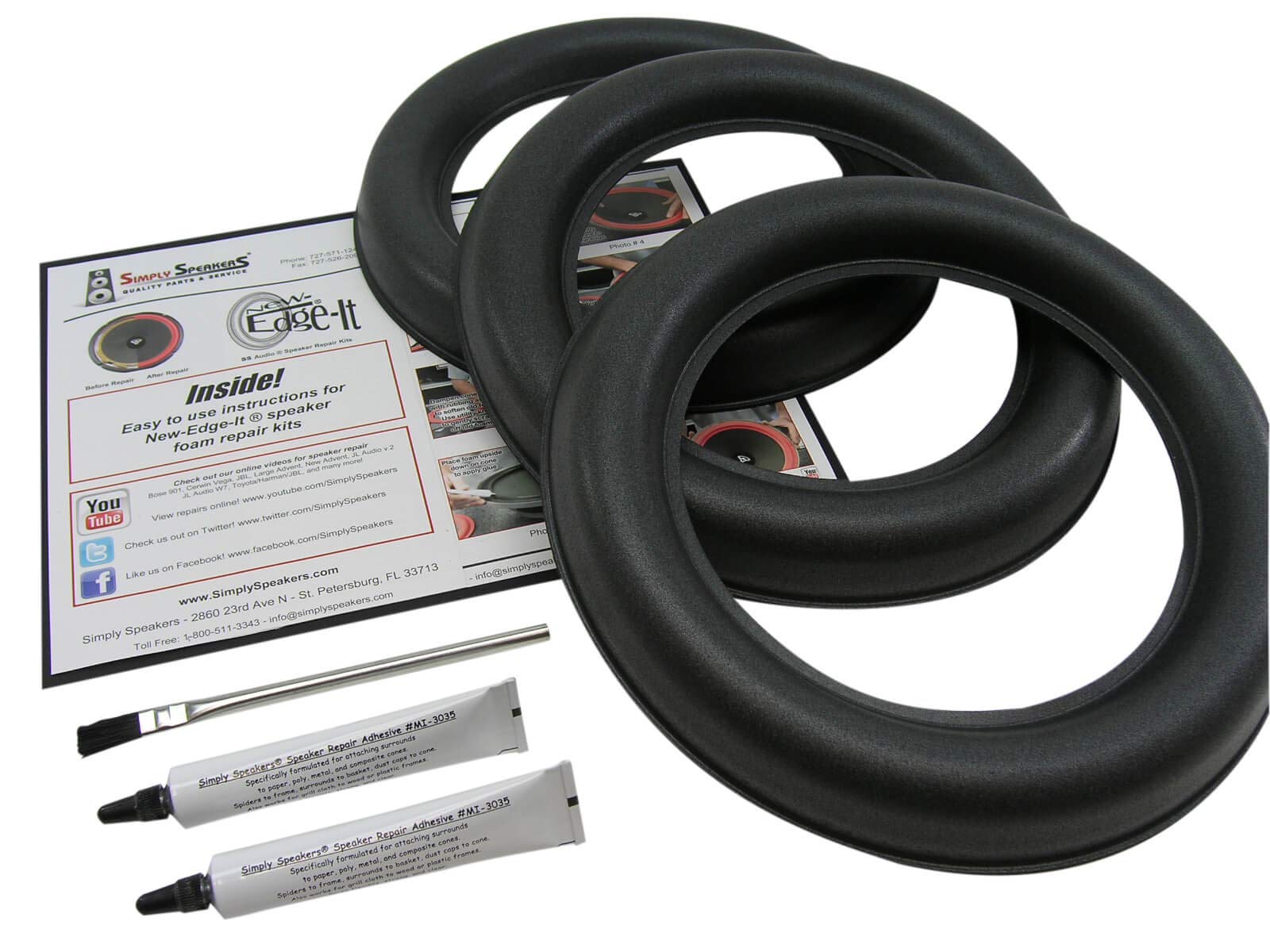 JL Audio Triple 10 Inch W7 Foam Speaker Repair Kit, Super Wide Roll, 10W7, FSK-10JL-W7-3 (Triple) - Perfect for Car Audio and Home Theater Systems