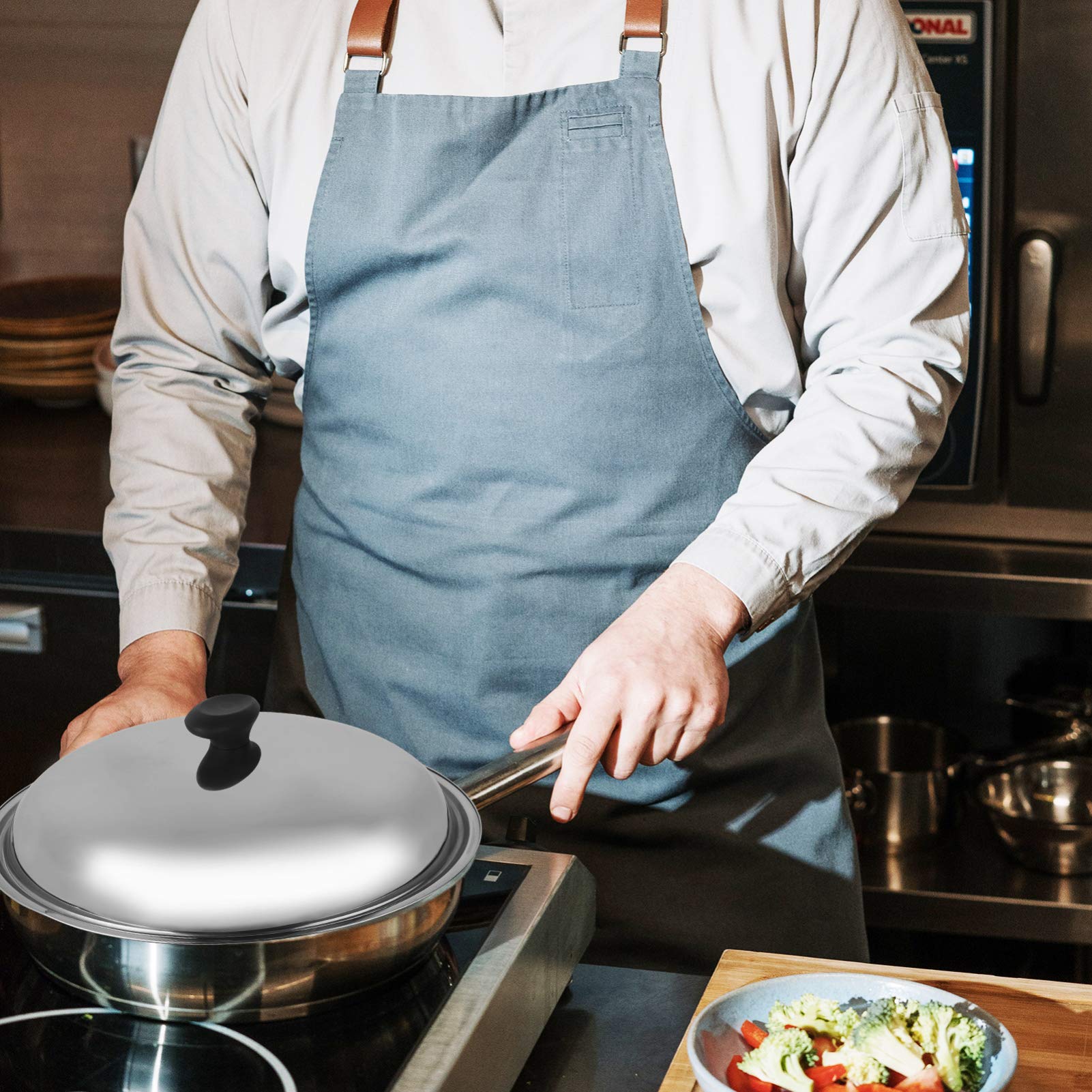 Hemoton 38cm Stainless Steel Cooking Pan Lid - Replacement Pot Cover for Skillet, Wok & Cookware - Round Knob Handle with Anti-Scald Design (Random Knob Style) - Perfect for Frying, Steaming & Slow Cooking