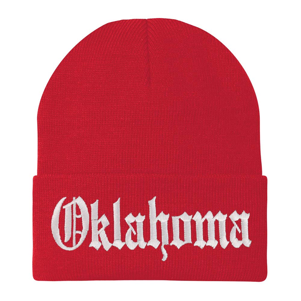 Oklahoma State Old English Embroidered Long Cuff Beanie - Trendy Winter Hat for Men & Women - Perfect for Football Games, Outdoor Activities & Cold Weather Fashion