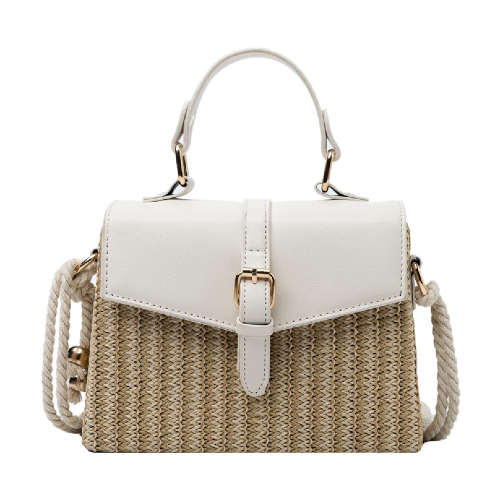 Stylish Rattan Straw Messenger Bag for Women - Elegant Square Shoulder Bag, Lightweight & Portable Woven Handbag - Perfect for Beach, Shopping, Travel & Daily Use
