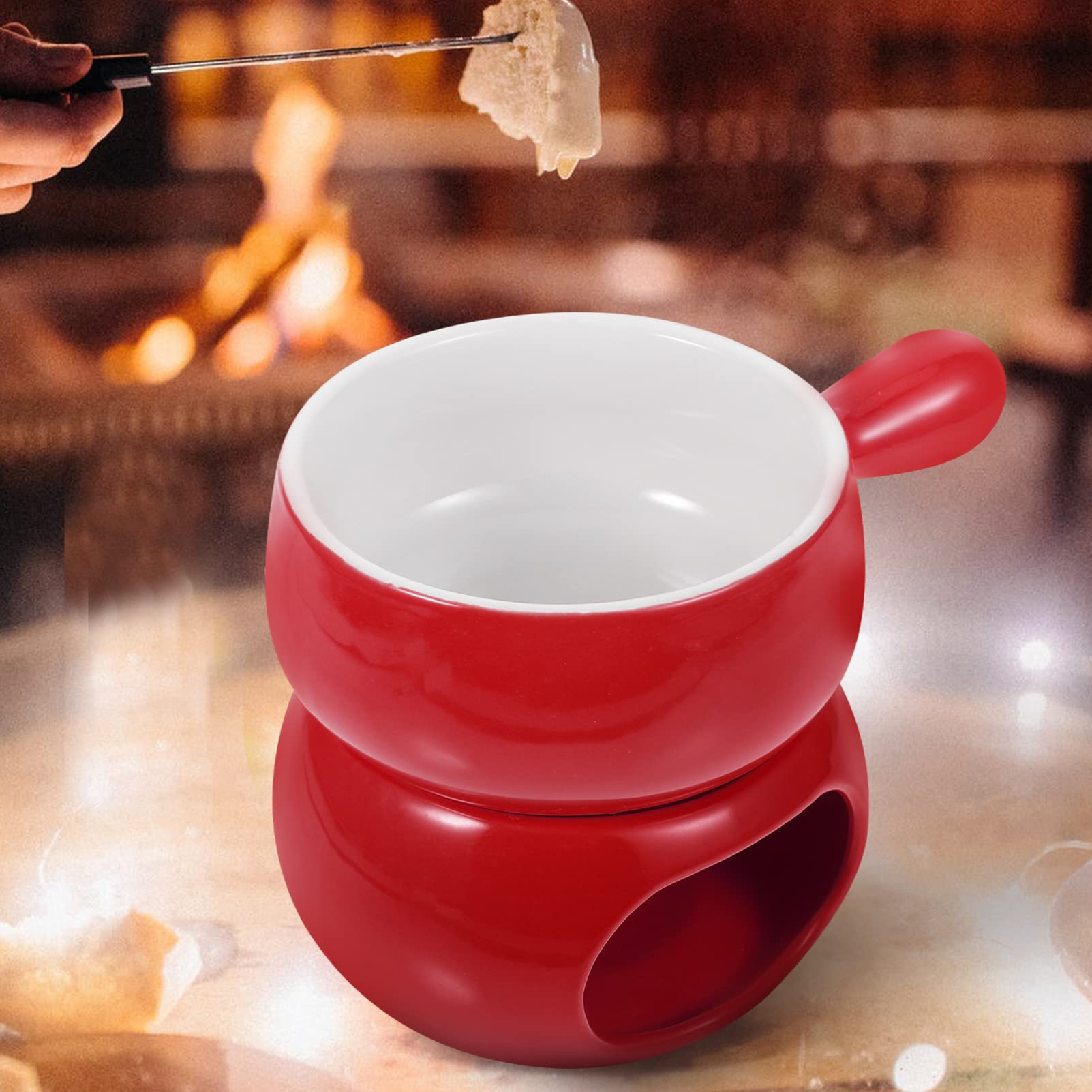 Premium Ceramic Cheese Melting Pot Set - Fondue, Chocolate & Butter Warmer for Stovetop & Tabletop - Perfect for Parties, Romantic Dinners & Family Gatherings
