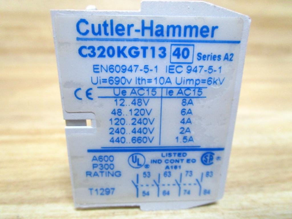 Eaton Cutler Hammer C320KGT13 Auxiliary Contact Block - Heavy Duty Electrical Contactor Accessory for Industrial Equipment & Motor Control Systems