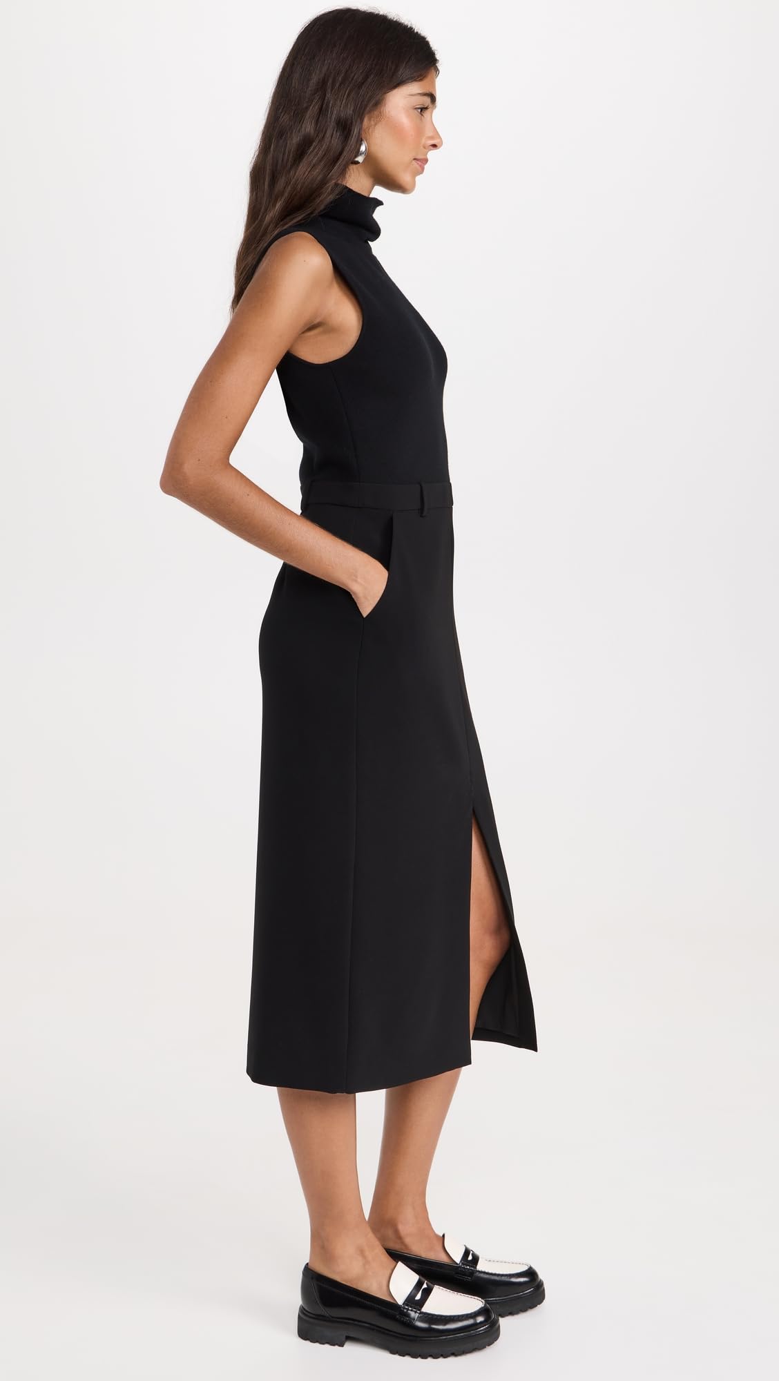 Theory Women's Funnel Neck Dress - Elegant Slim Fit Midi Dress for Work, Office & Special Occasions | Professional Business Attire & Evening Wear