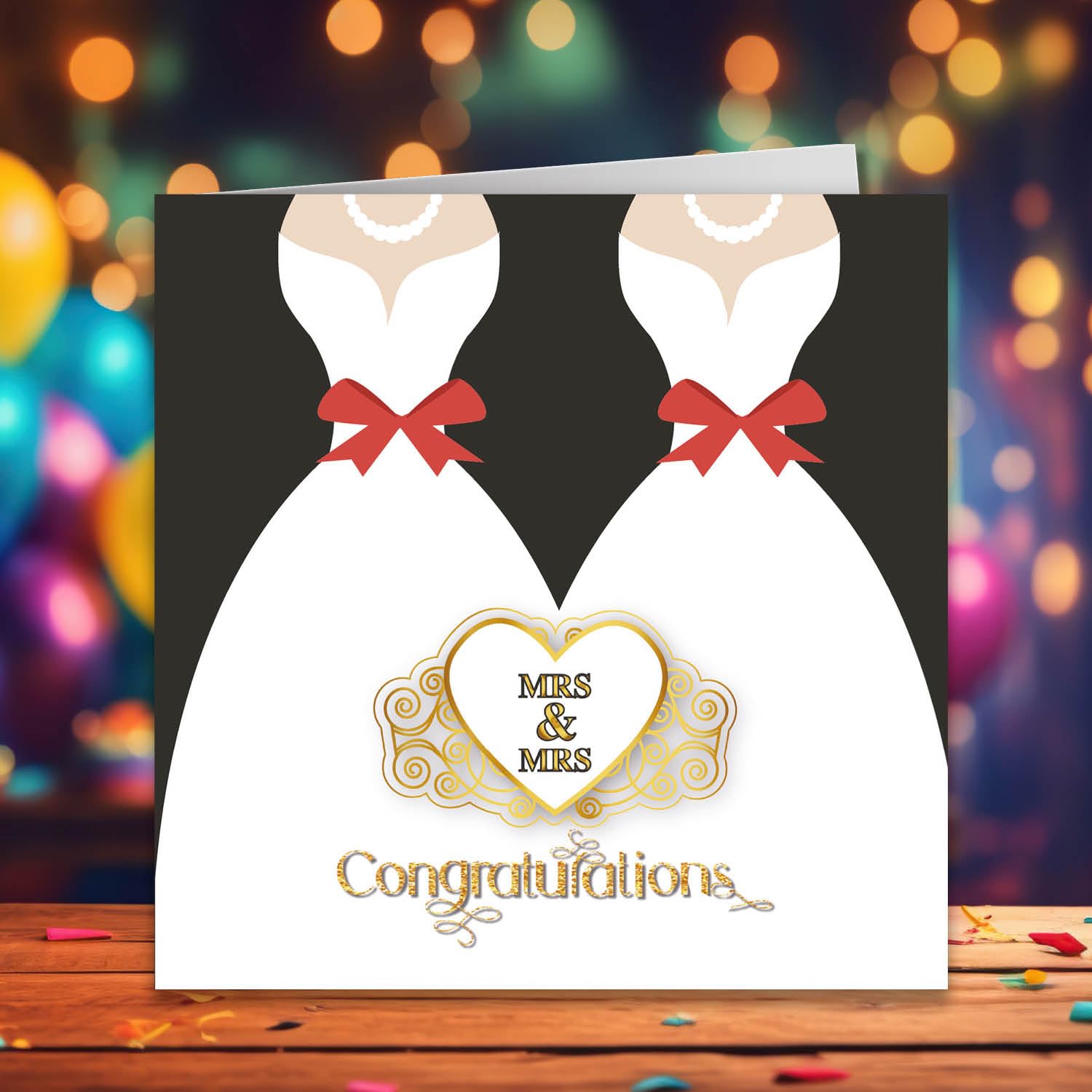 Mrs & Mrs Cult Kitty Wedding Card - Unique Lesbian & LGBT Wedding Invitation, Bride Card & Same-Sex Couple Gift for Wedding Day Celebrations - Perfect for Pride Weddings, Anniversaries & LGBTQ+ Events
