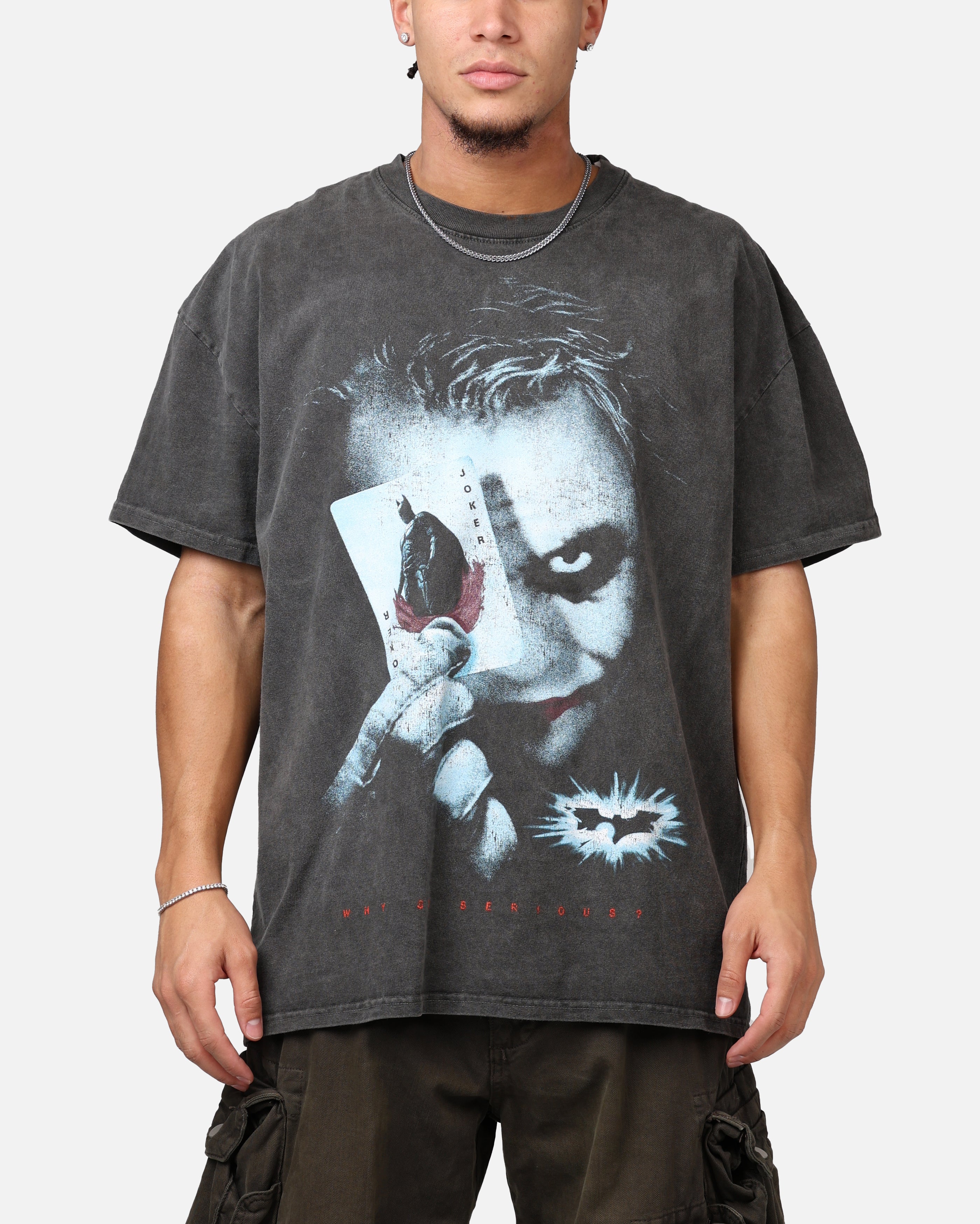 DC Batman The Dark Knight 2008 Heavyweight Graphic T-Shirt - Vintage Black Wash Cotton Tee for Men - Perfect for Cosplay, Comic Con & Superhero Fans