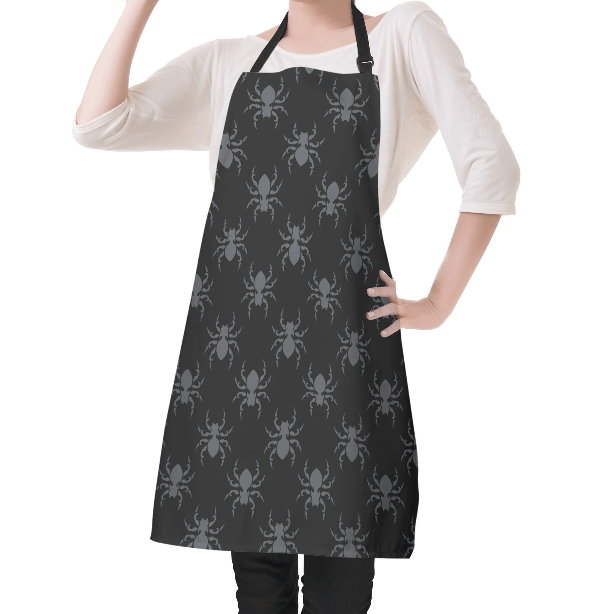 Gothic Spider Print Apron - Stylish & Unique Kitchen Apron for Cooking, Baking & Halloween Costume