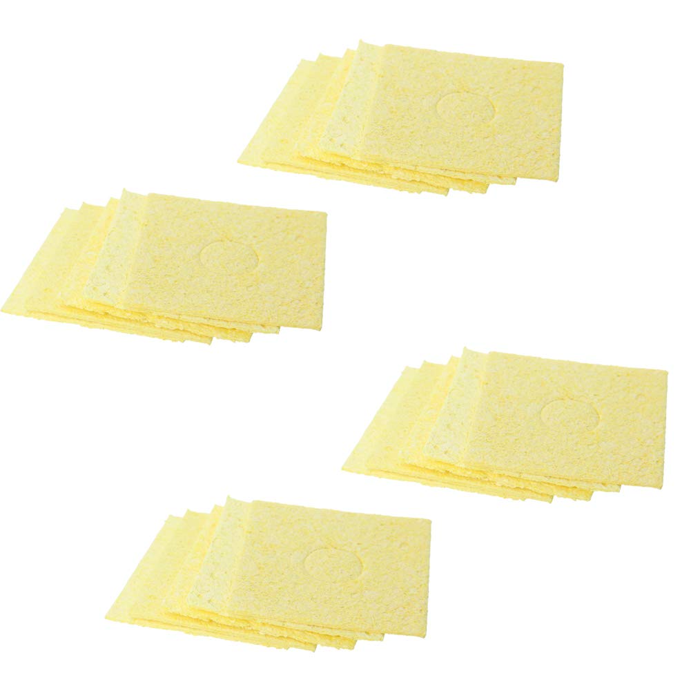 Fielect 20Pcs 60x60x6mm Soldering Sponge for Iron Tips Cleaning - High-Quality Solder Tip Clean Pads, Yellow Square - Perfect for Electronics Repair, DIY Projects, and Soldering Maintenance