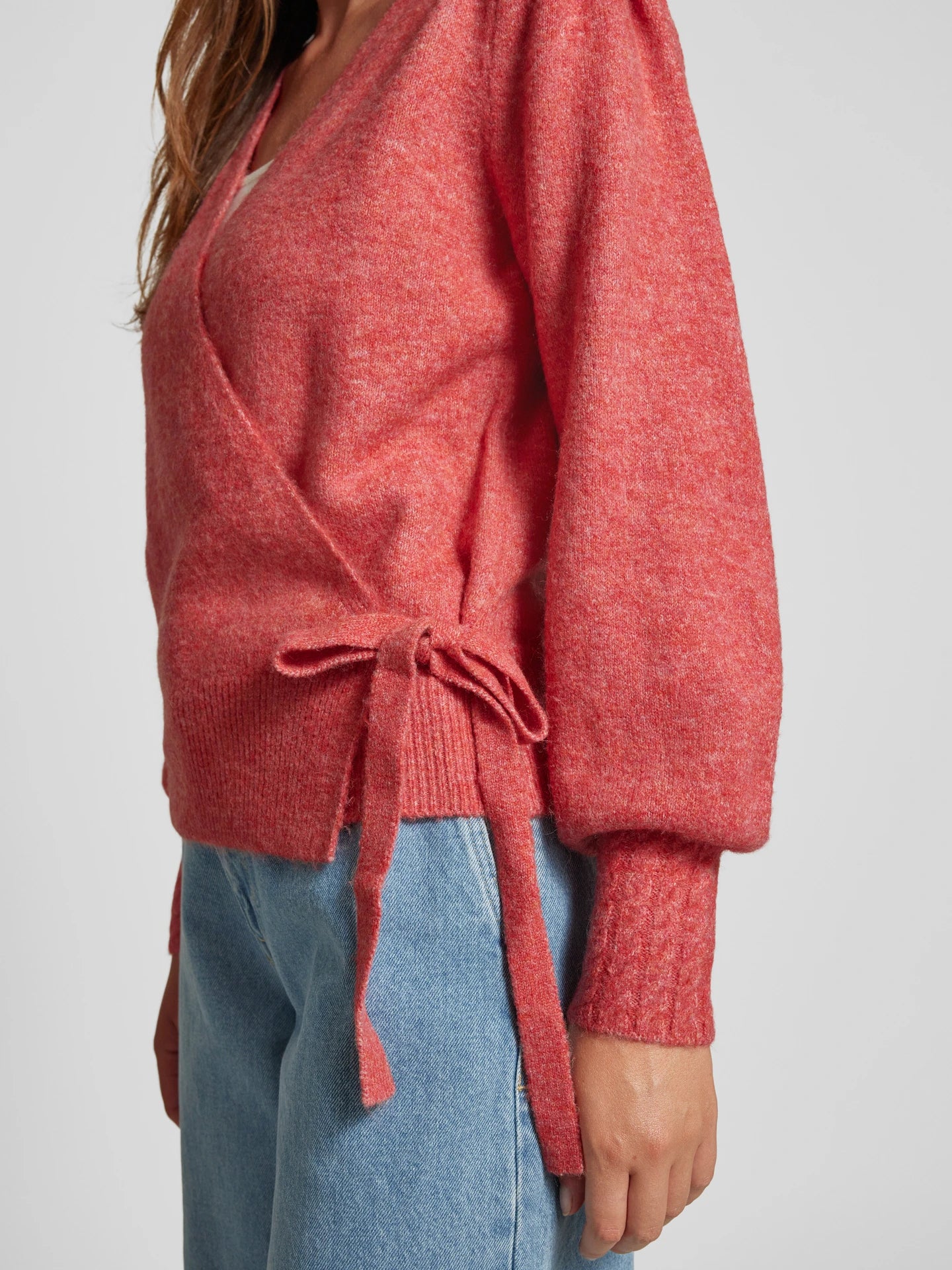 Helen Wrap Jumper Sweater for Women - Soft Knit Cardigan (Cranberry Red) - Perfect for Fall Layering, Office Wear & Cozy Evenings