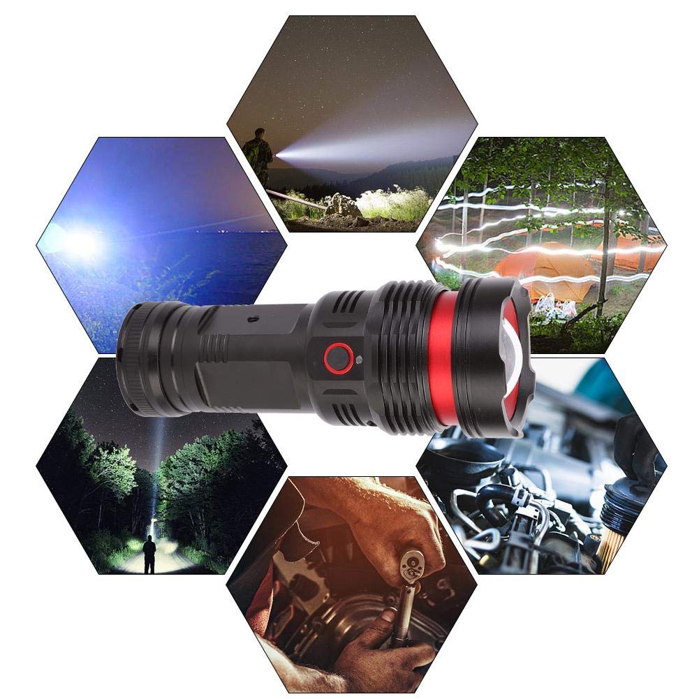 Valentine's Day Carnival USB Rechargeable Waterproof Flashlight - Black Portable Torch for Fishing, Camping, Hunting, Hiking & Scuba Diving | Emergency Light for Power Outages & Outdoor Adventures