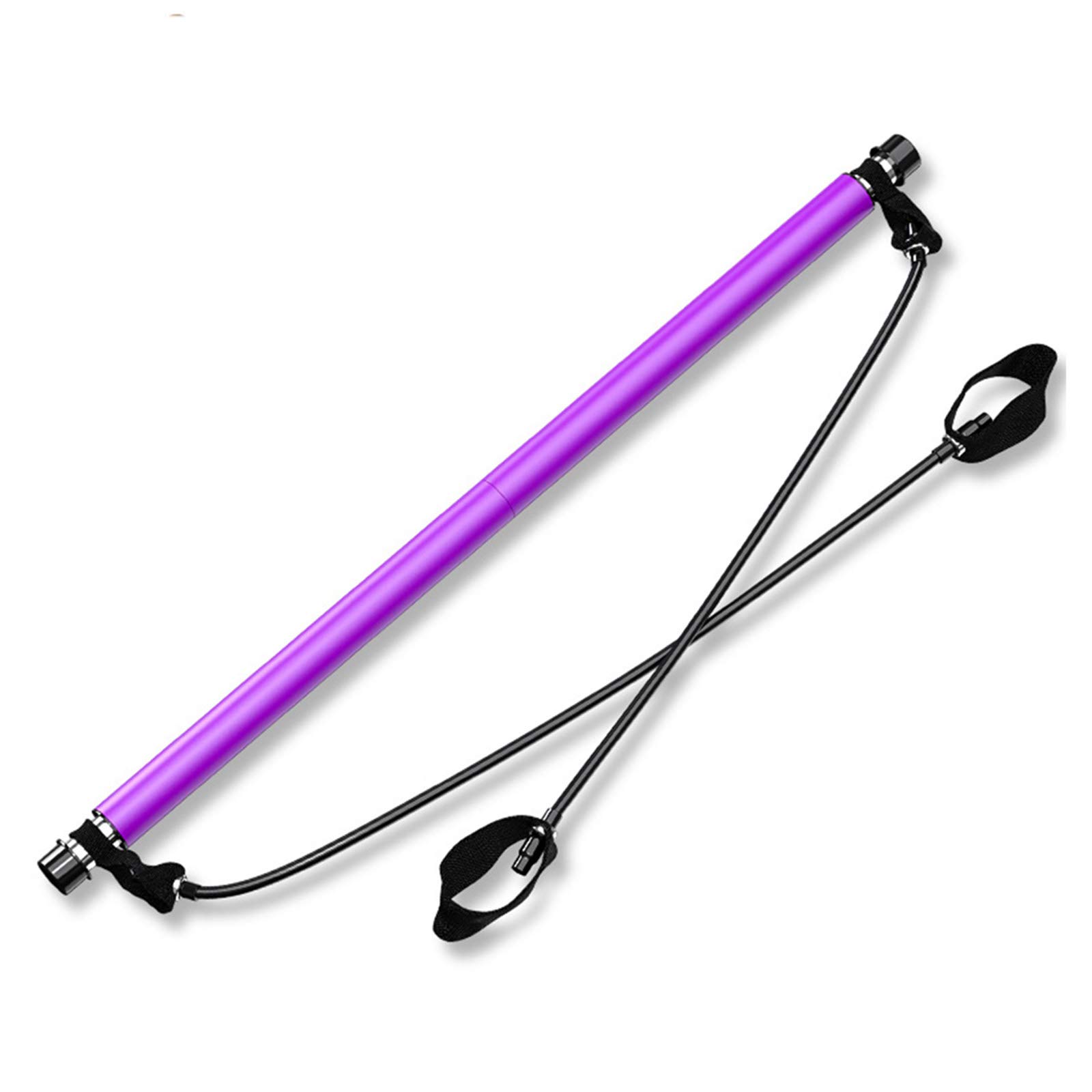 Portable Pilates Bar with Resistance Bands - Full Body Workout for Yoga, Stretching, Sculpting & Sit-Ups - Includes Foot Loop (Purple/Pink) - Perfect for Home Gym, Travel Fitness & Pilates Studio Training