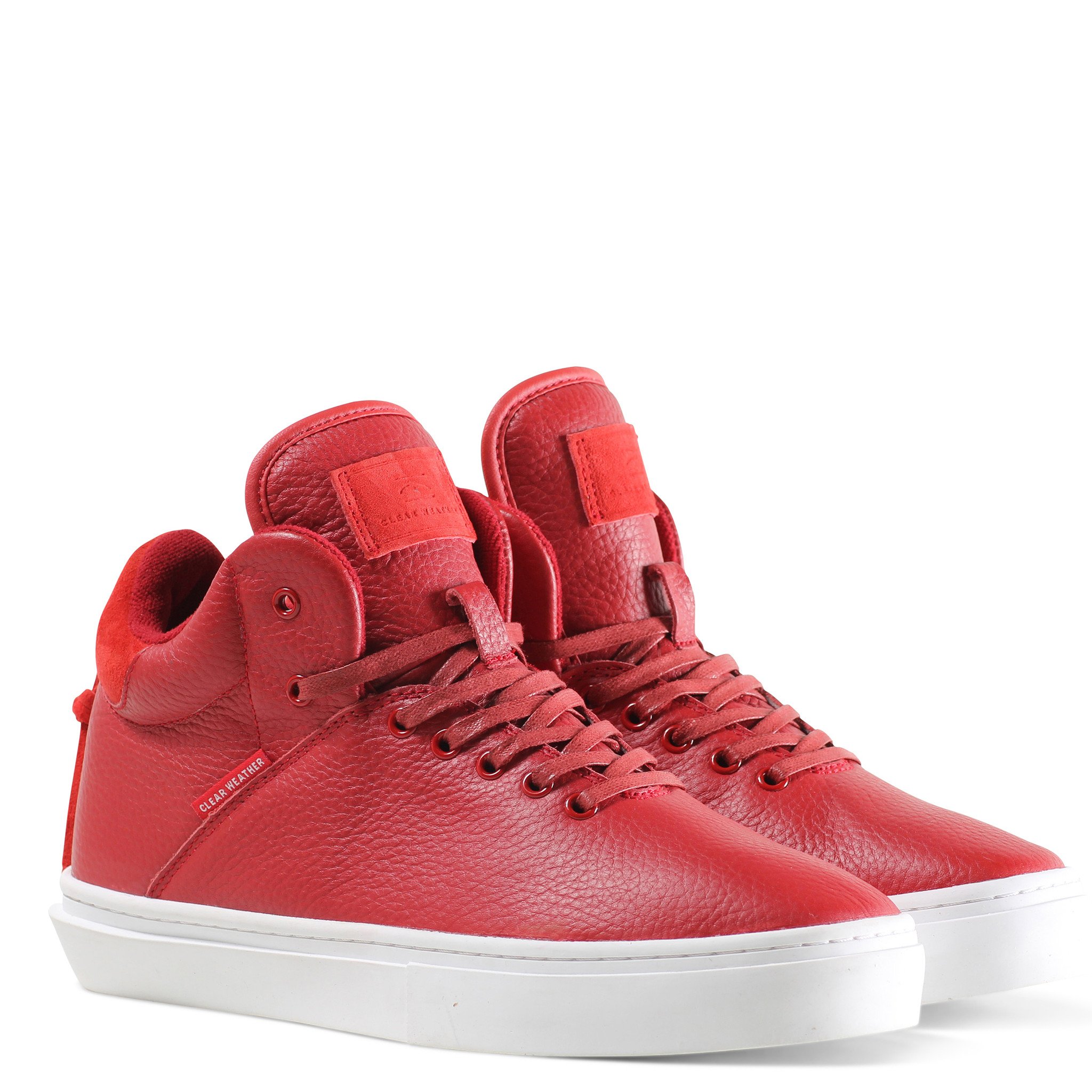 One Ten High Top Sneakers for Men - Red Leather Casual Shoes for Walking, Running & Street Style Fashion