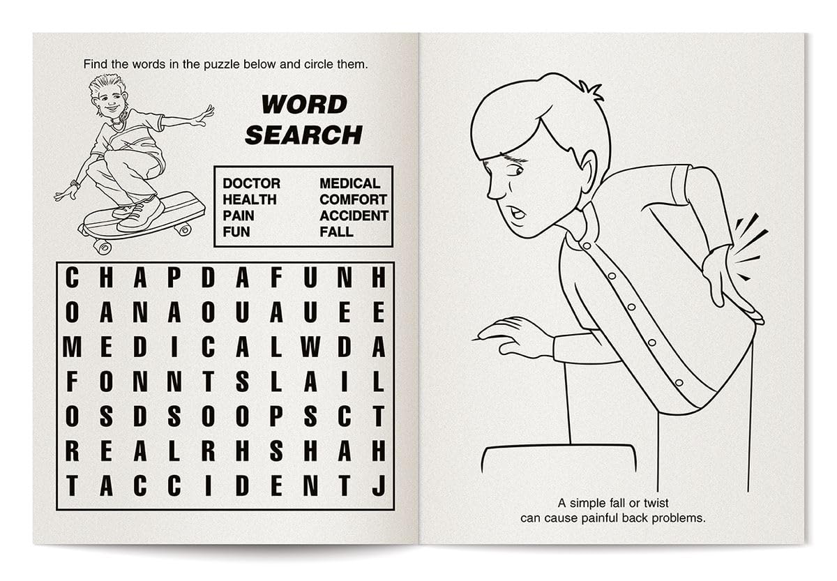 ZOCO Chiropractor Educational Coloring Books - 250 Bulk Pack (No Crayons Included) - Kids Learning Activities & Chiropractic Office Supplies - Perfect for Waiting Rooms, Birthday Parties & Classroom Activities