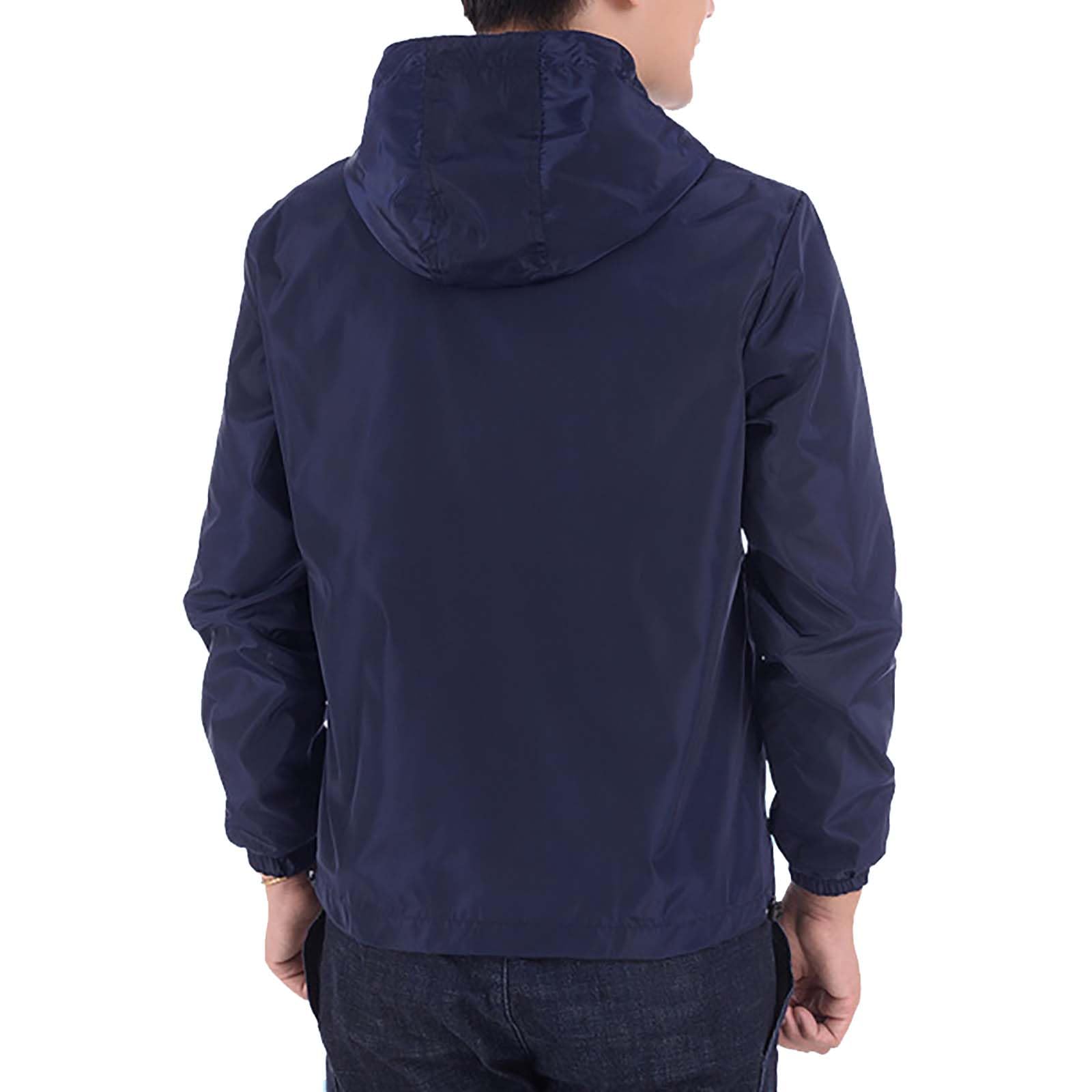 Men's Lightweight Windbreaker Jacket - Hooded Zippered for Hiking & Cycling