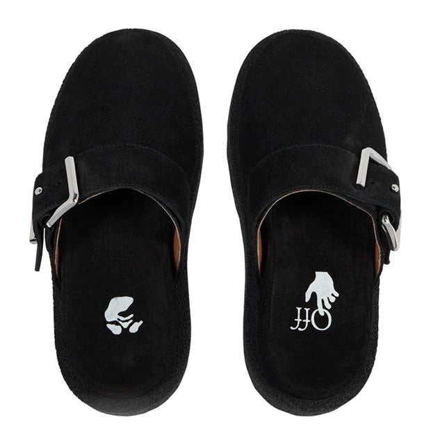 Off White Black Mule Slip Ons - Women's Comfortable Slide Sandals for Summer | Casual Walking Shoes for Beach, Pool & Home Use