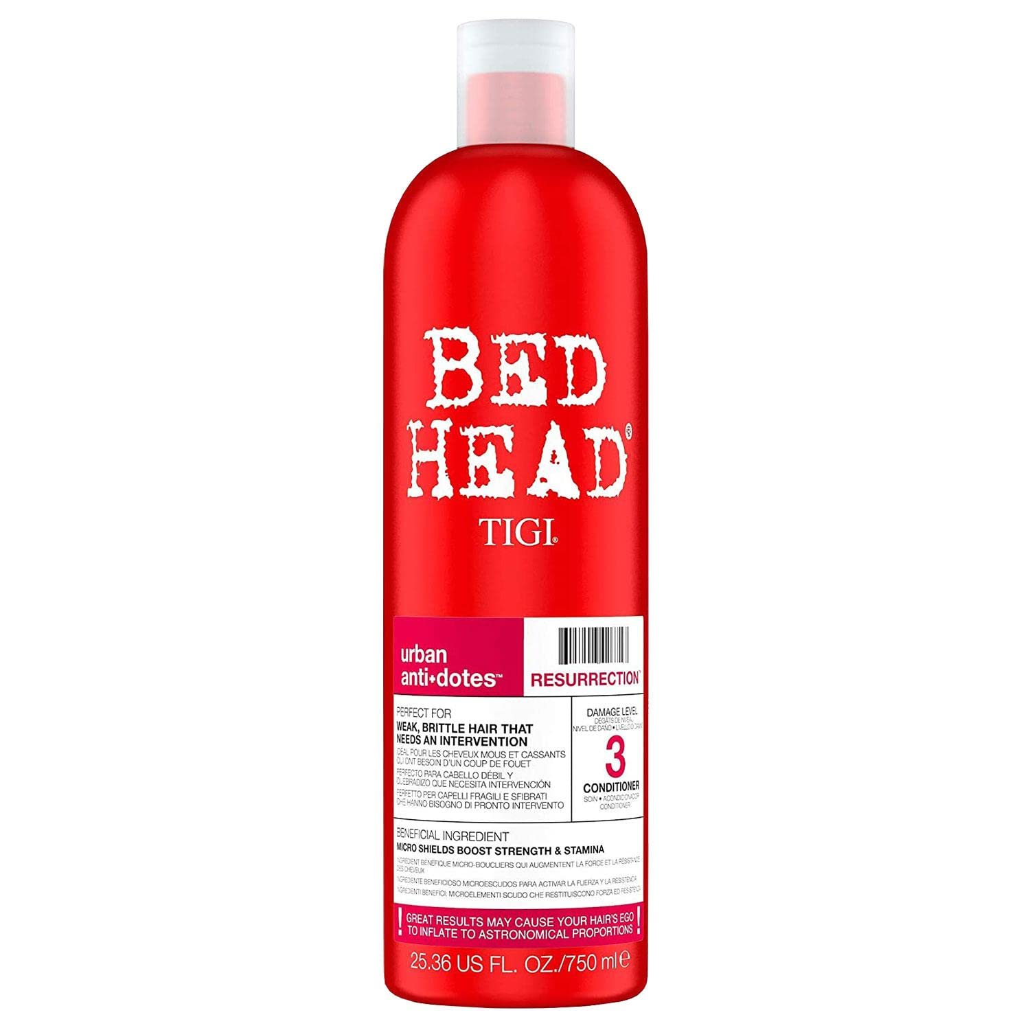 Tigi Bed Head Urban Anti+Dotes Resurrection Conditioner - Level 3 Damage Repair for Dry, Damaged Hair (25.36 oz) | Salon-Quality Hair Treatment for Frizz Control & Shine Revival | Perfect for Daily Use & Post-Color Care