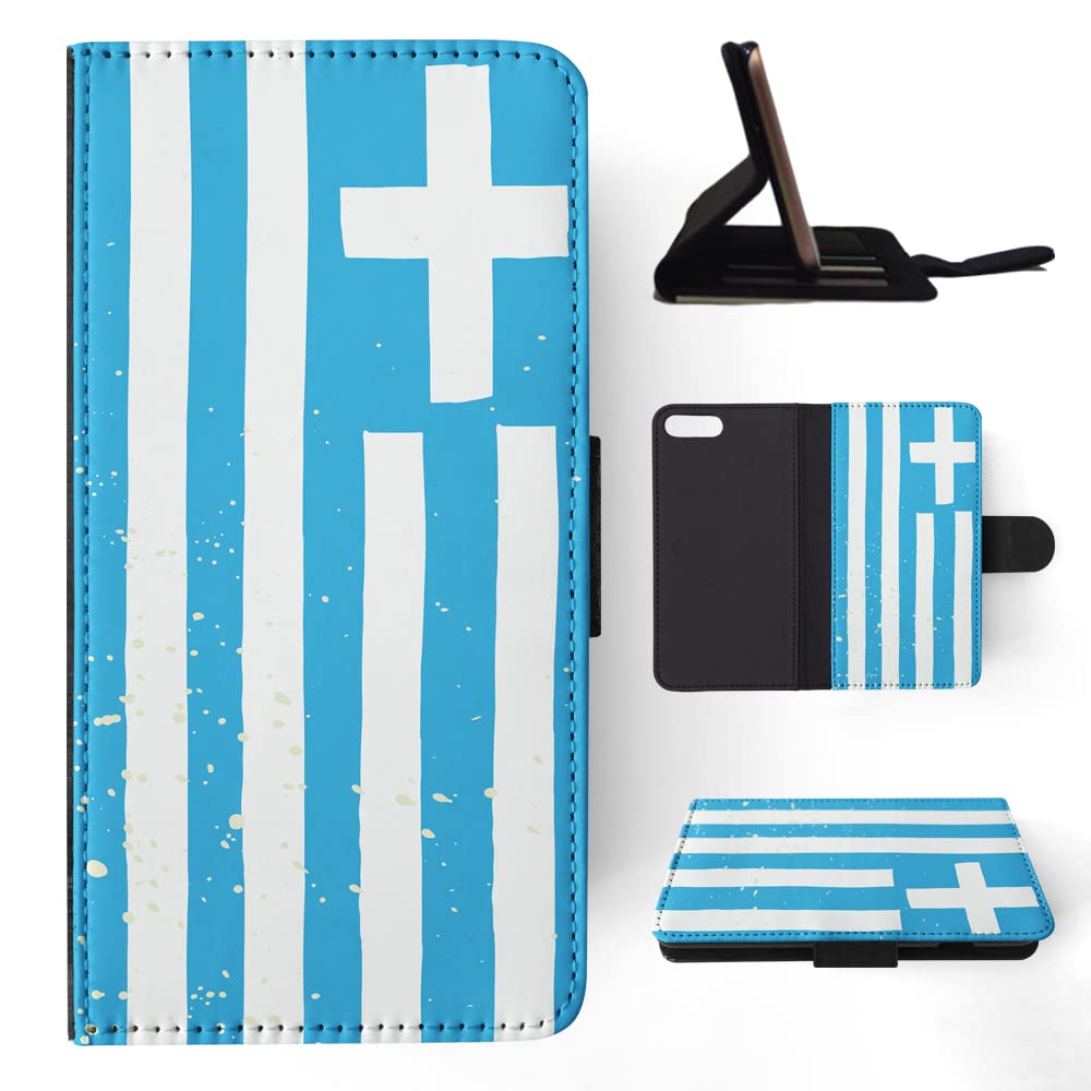 Greece Flag iPhone 7 Plus / 8 Plus Wallet Phone Case - Stylish Flip Cover with Card Holder for Travel, Work & Daily Use