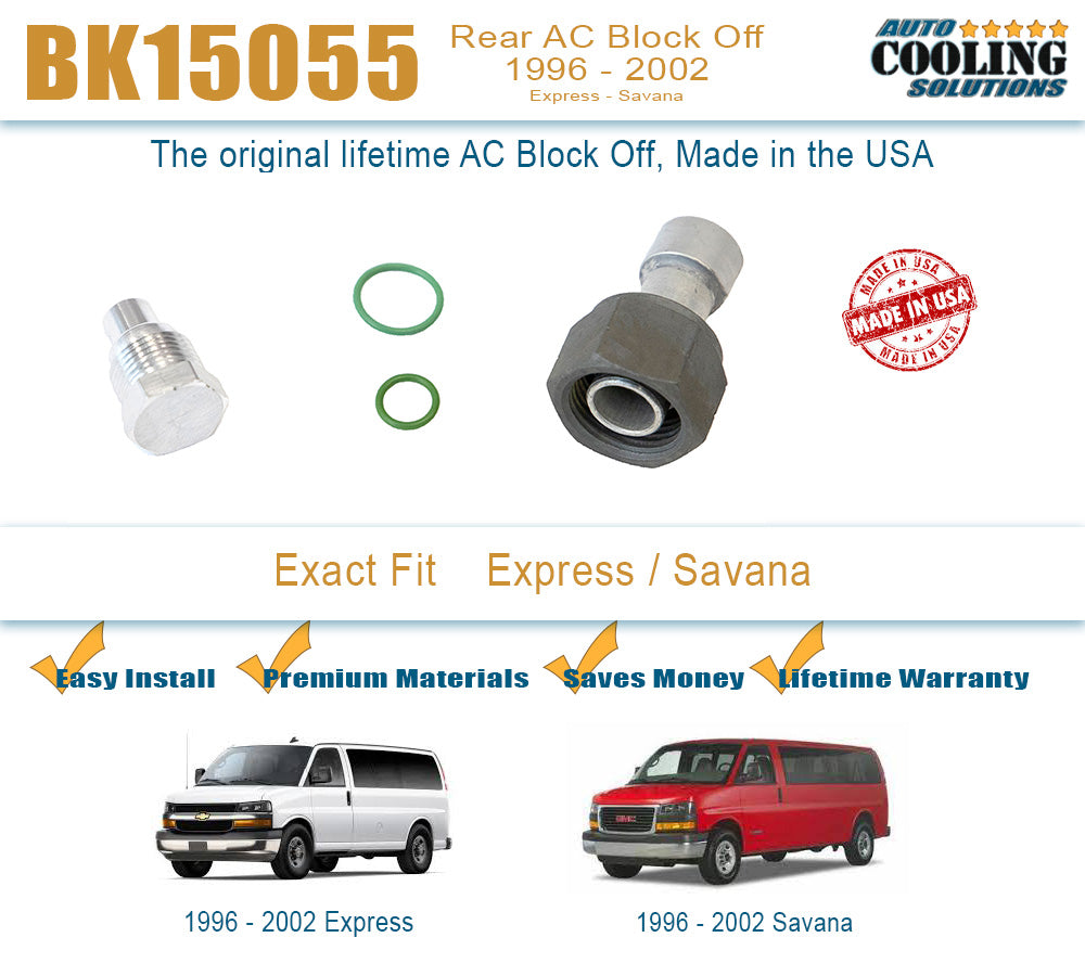 Rear AC Block Off Plate for Chevy/GMC Savana 96-02 with Threaded Fittings - Perfect for Engine Bay Cleanup & Performance Upgrades
