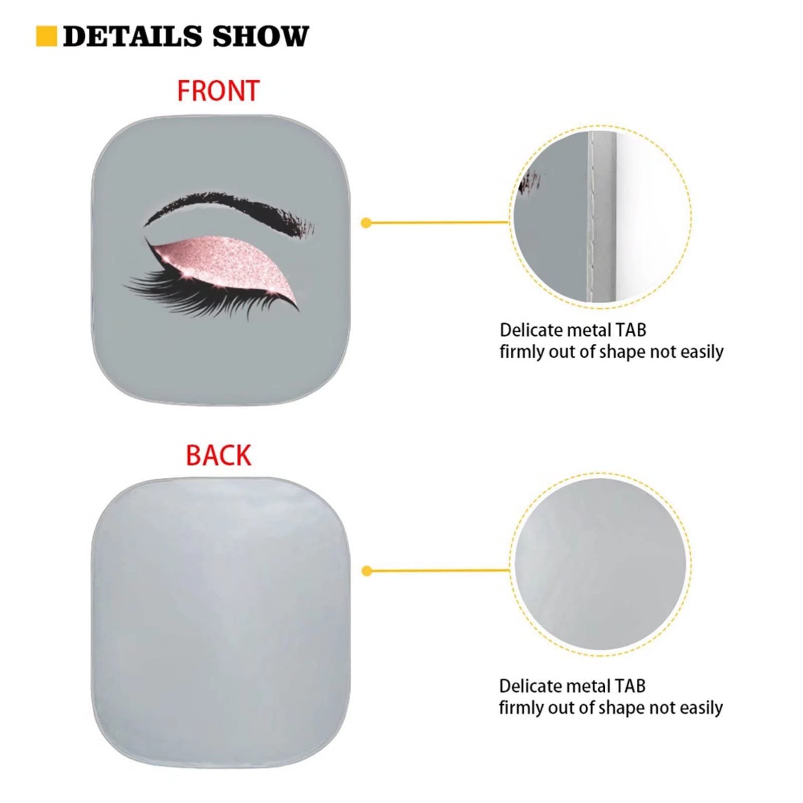 Grey Eyes Design Car Windshield Sun Shade for Women - 2-Piece Foldable Funny Car Window Cover & Sun Visor - UV Protection Auto Interior Accessories - Perfect for Summer Driving, Road Trips & Parking